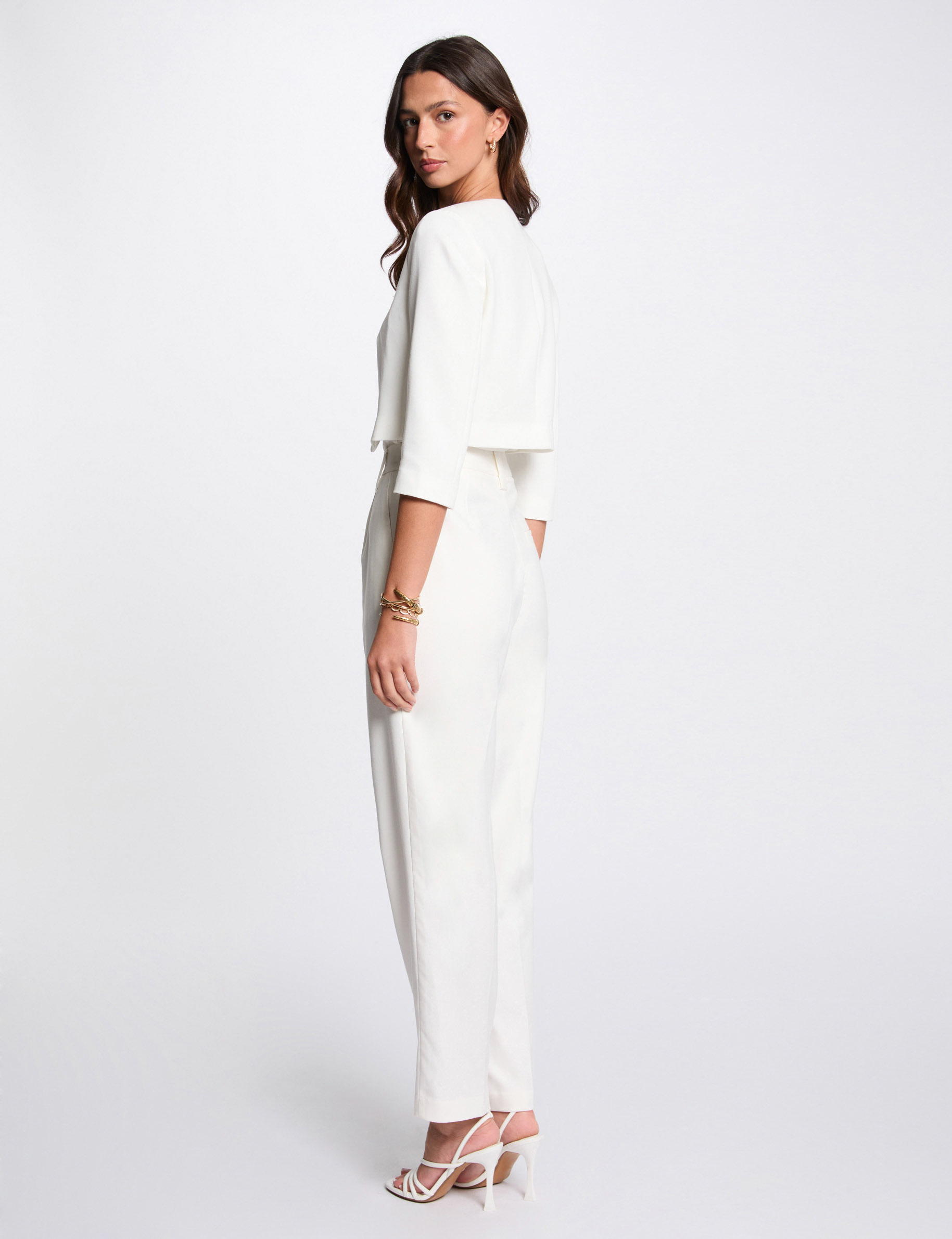 veste courte manches 34 blanc femme Veste courte manches 3/4 blanc femme