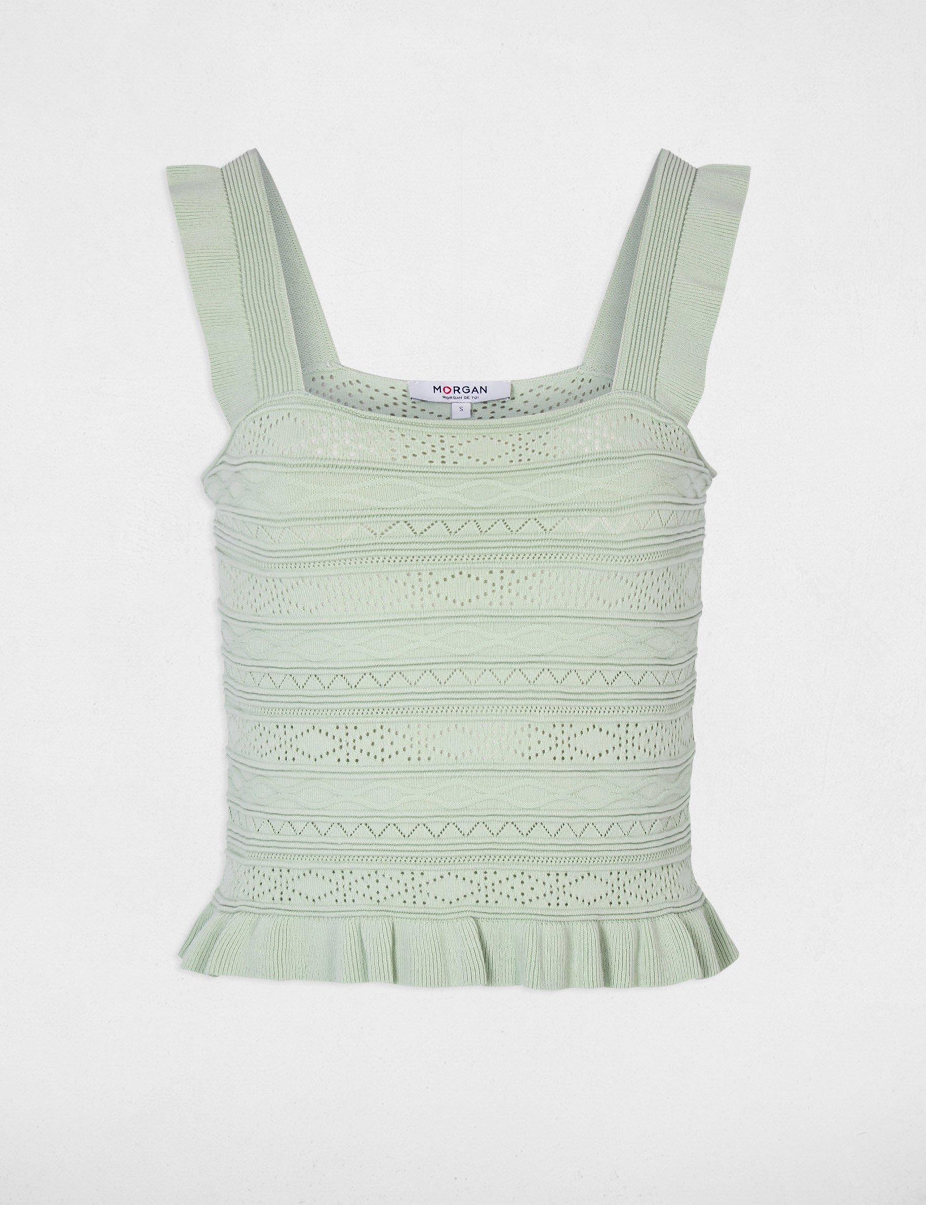 Pull ajust&eacute; encolure carr&eacute;e vert pastel femme