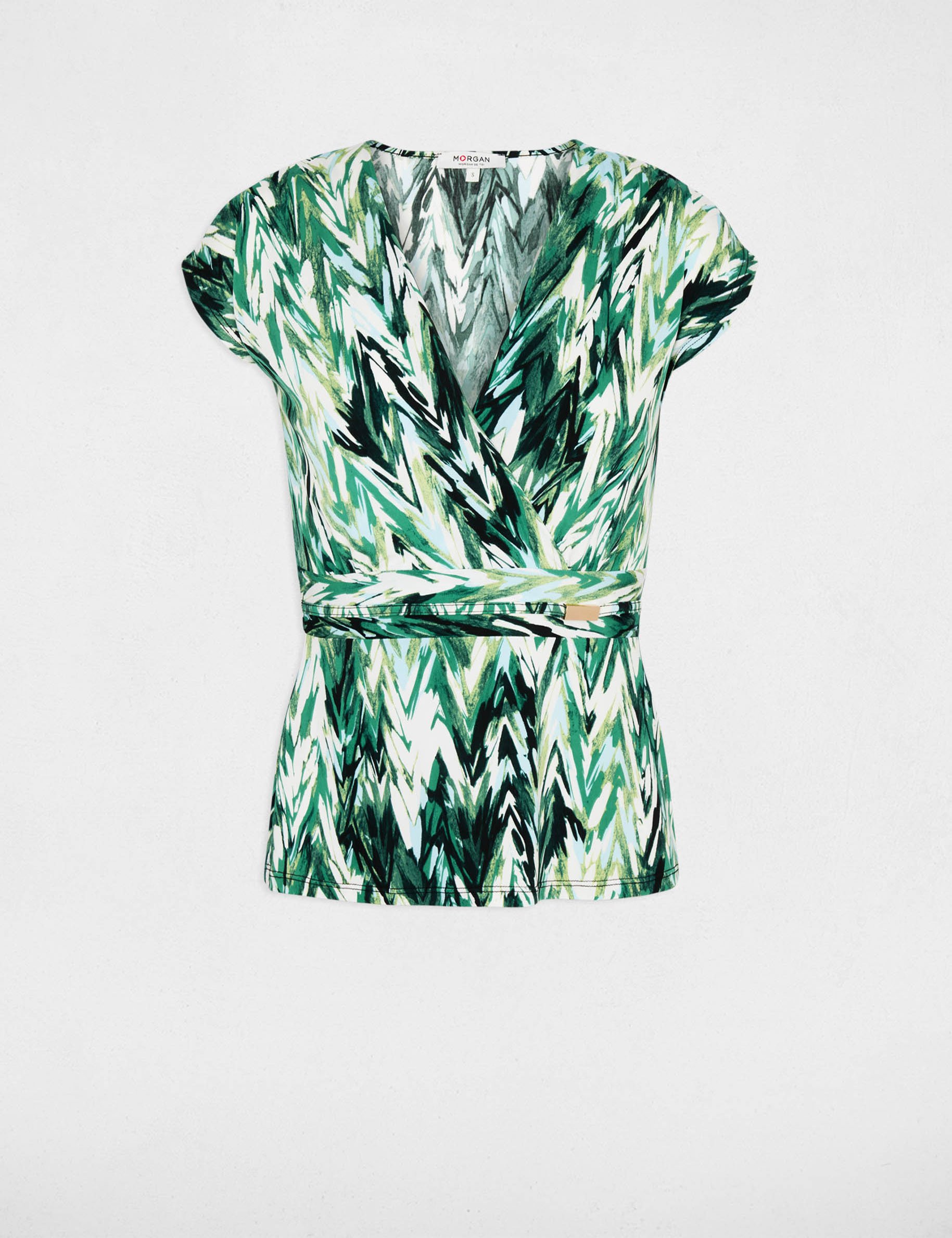 T-shirt ajust&eacute; col coeur multicolore femme