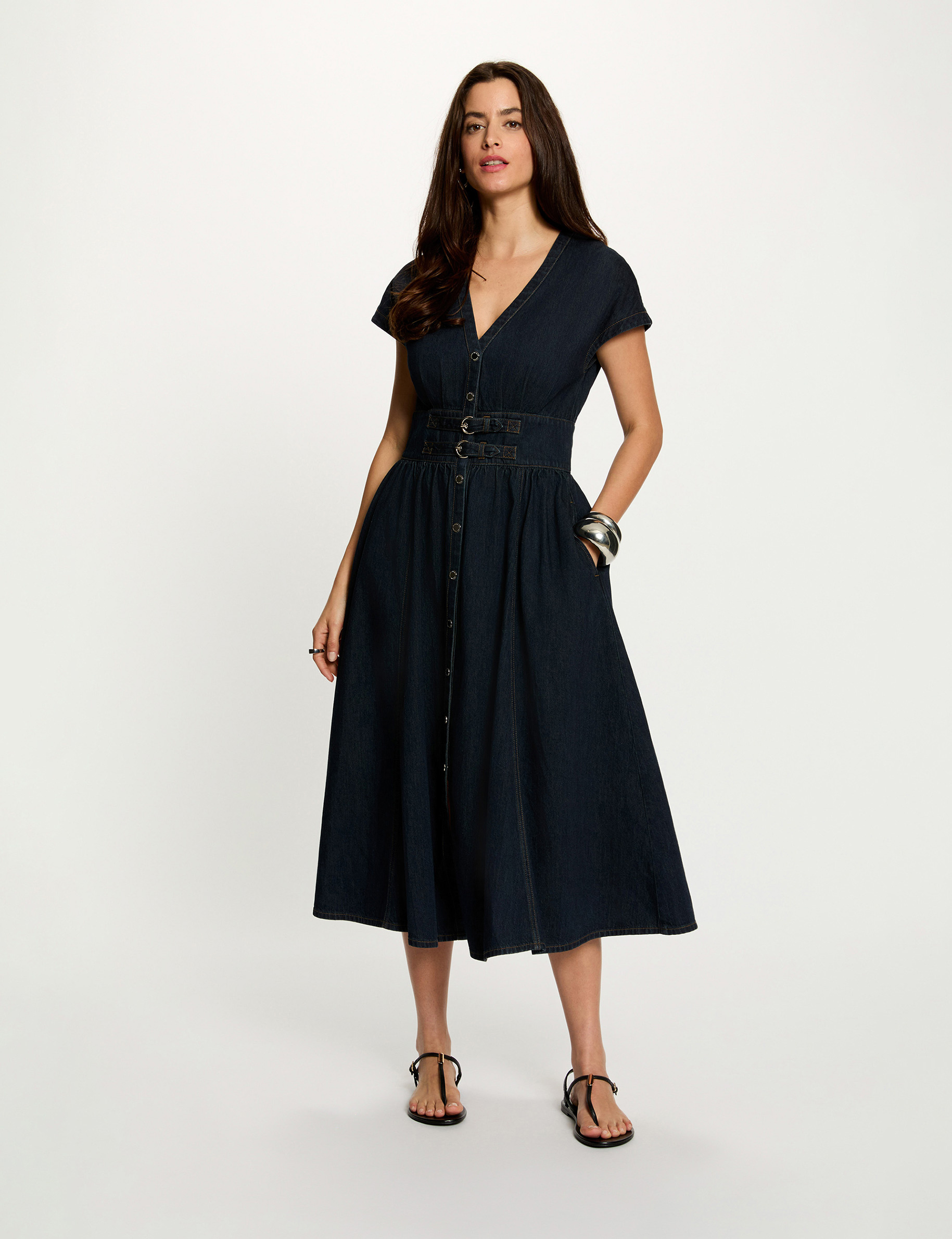 Midikleid aus Jeans blau damen