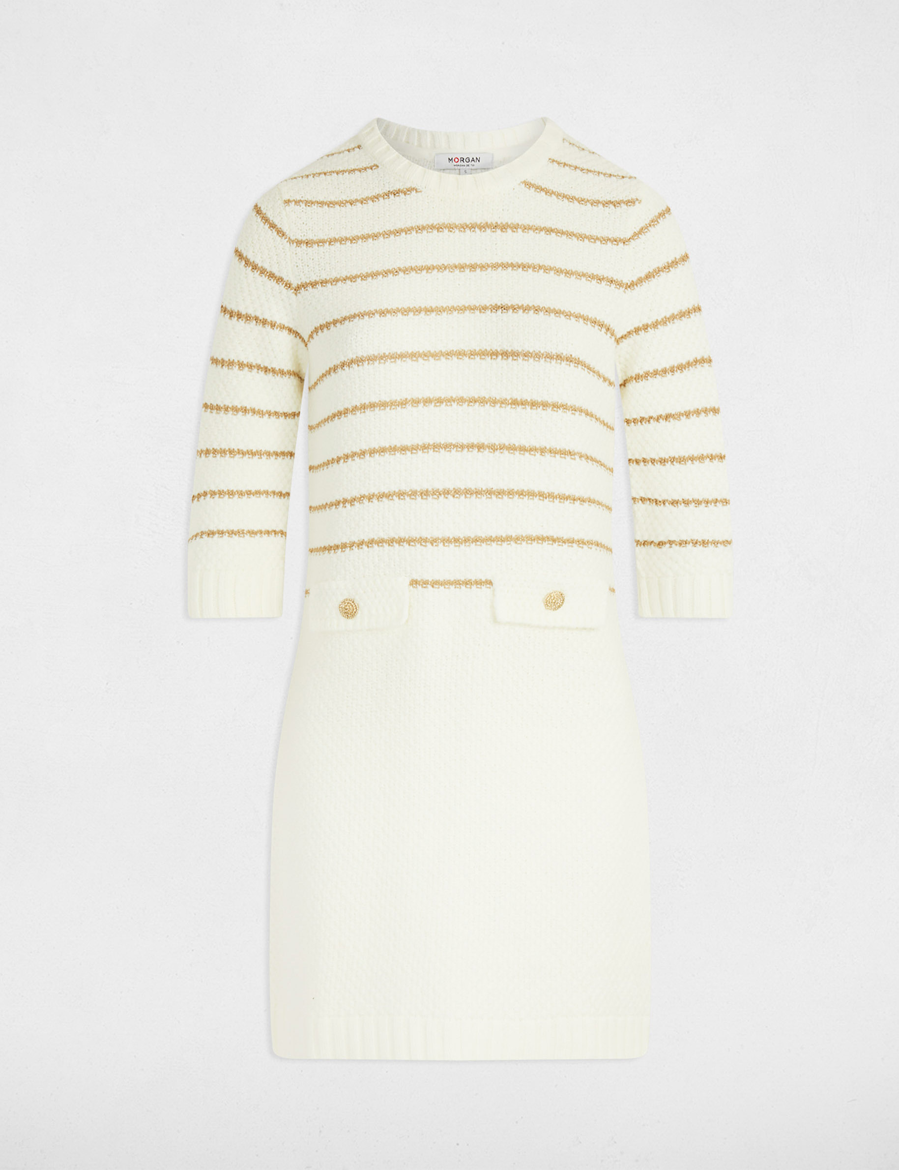 Robe tricot courte ajustée blanc femme