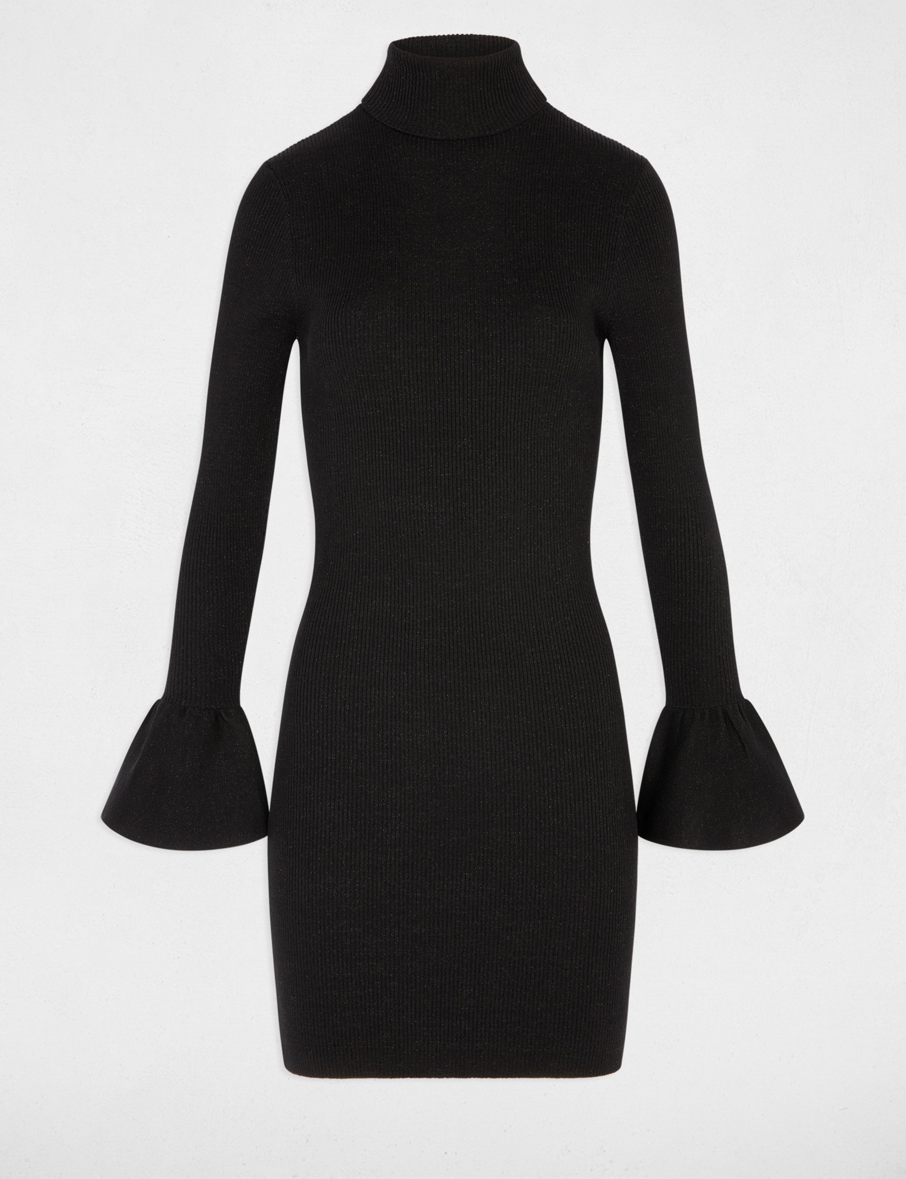 Strickkleid mit Rollkragen schwarz damen