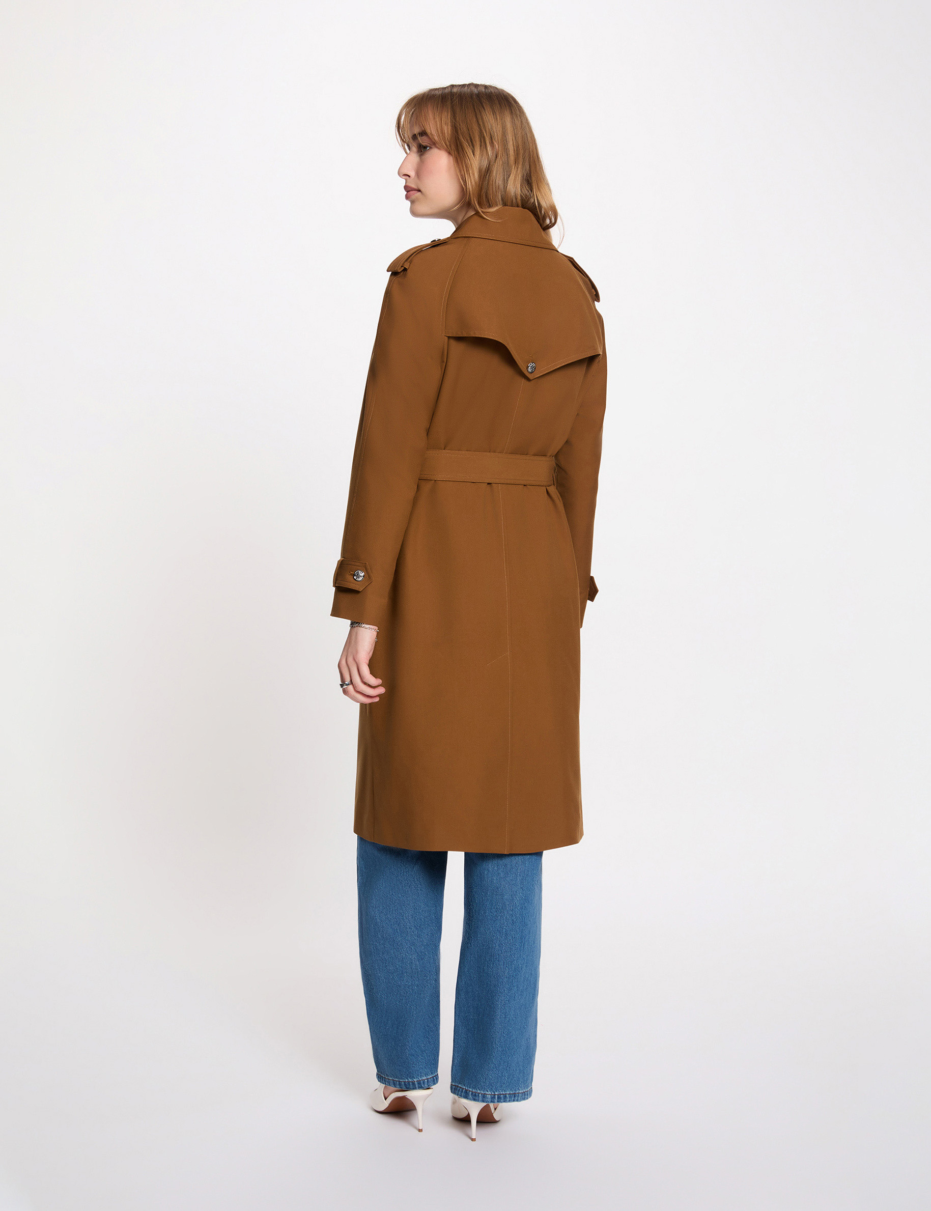 Langer Trenchcoat mit G&uuml;rtel kamel damen