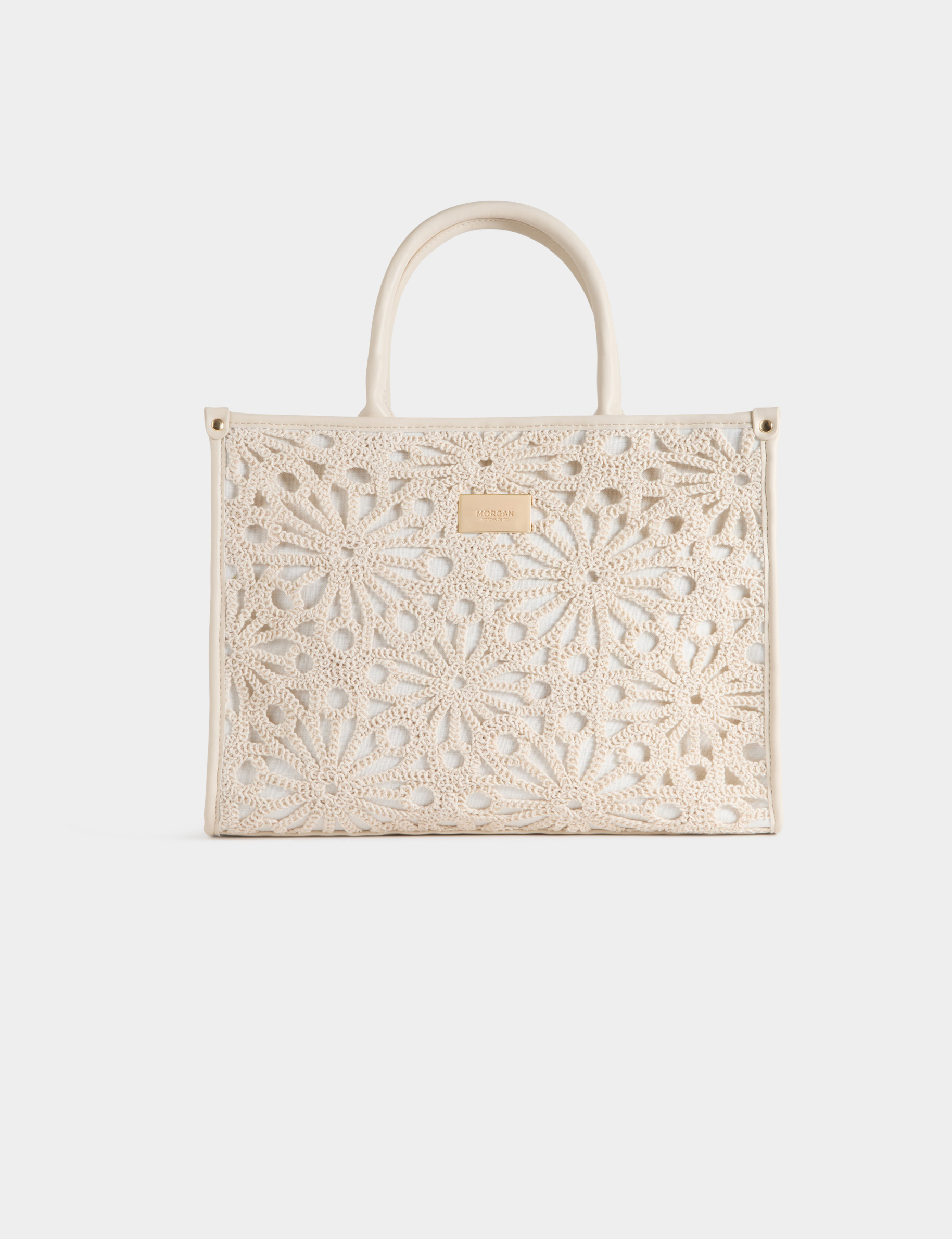 Sac cabas brod&eacute; ivoire femme