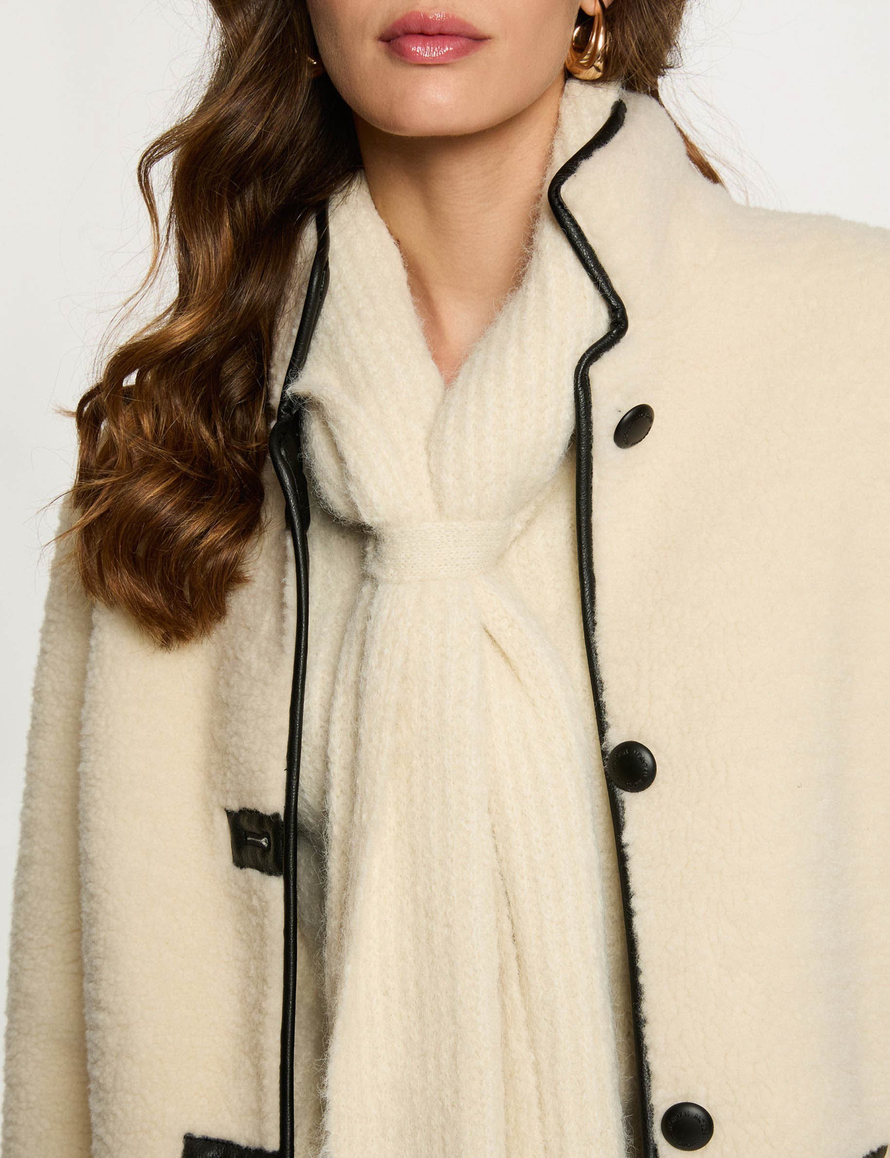 Manteau oversize duveteux beige femme