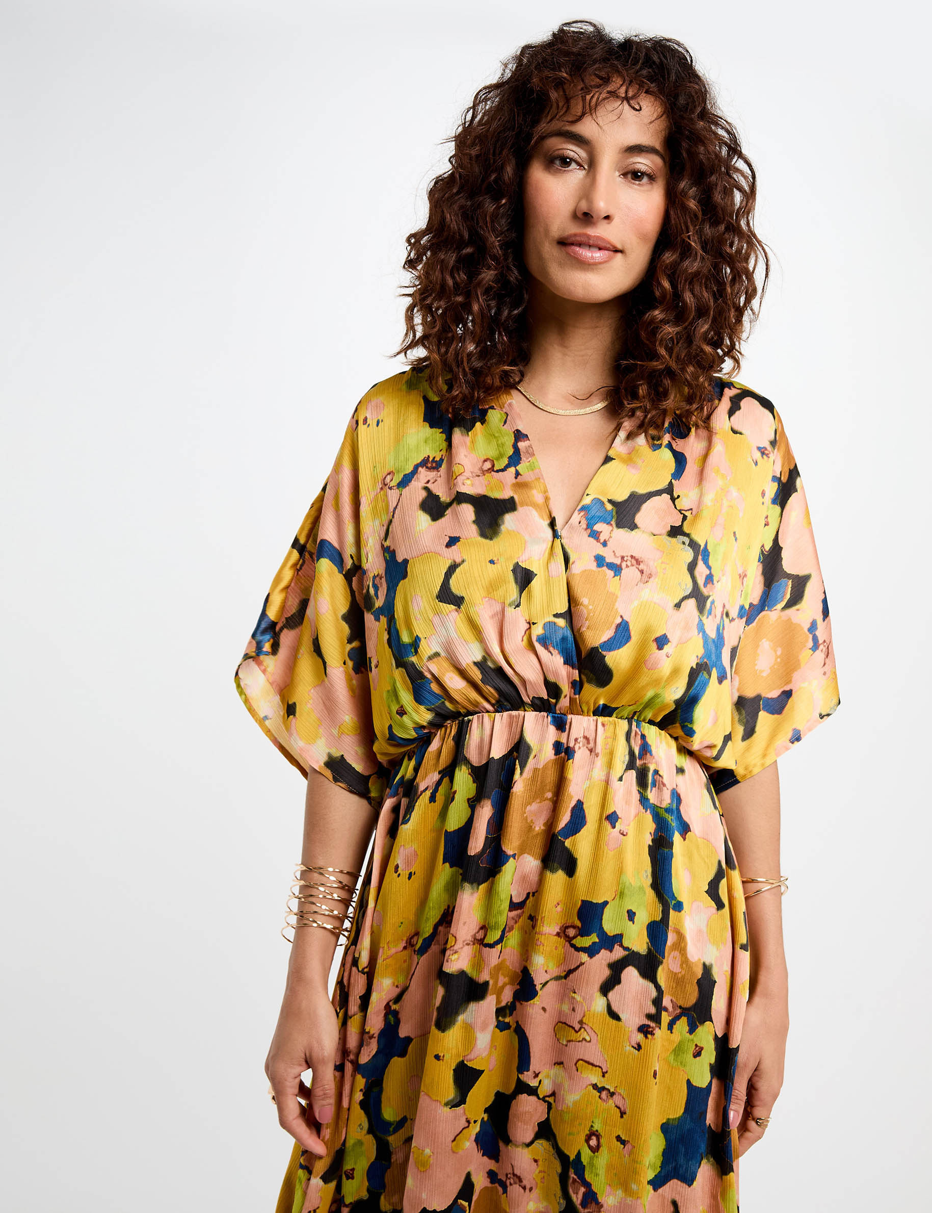 robe midi droite imprimee multicolore femme Robe midi droite imprimée multicolore femme