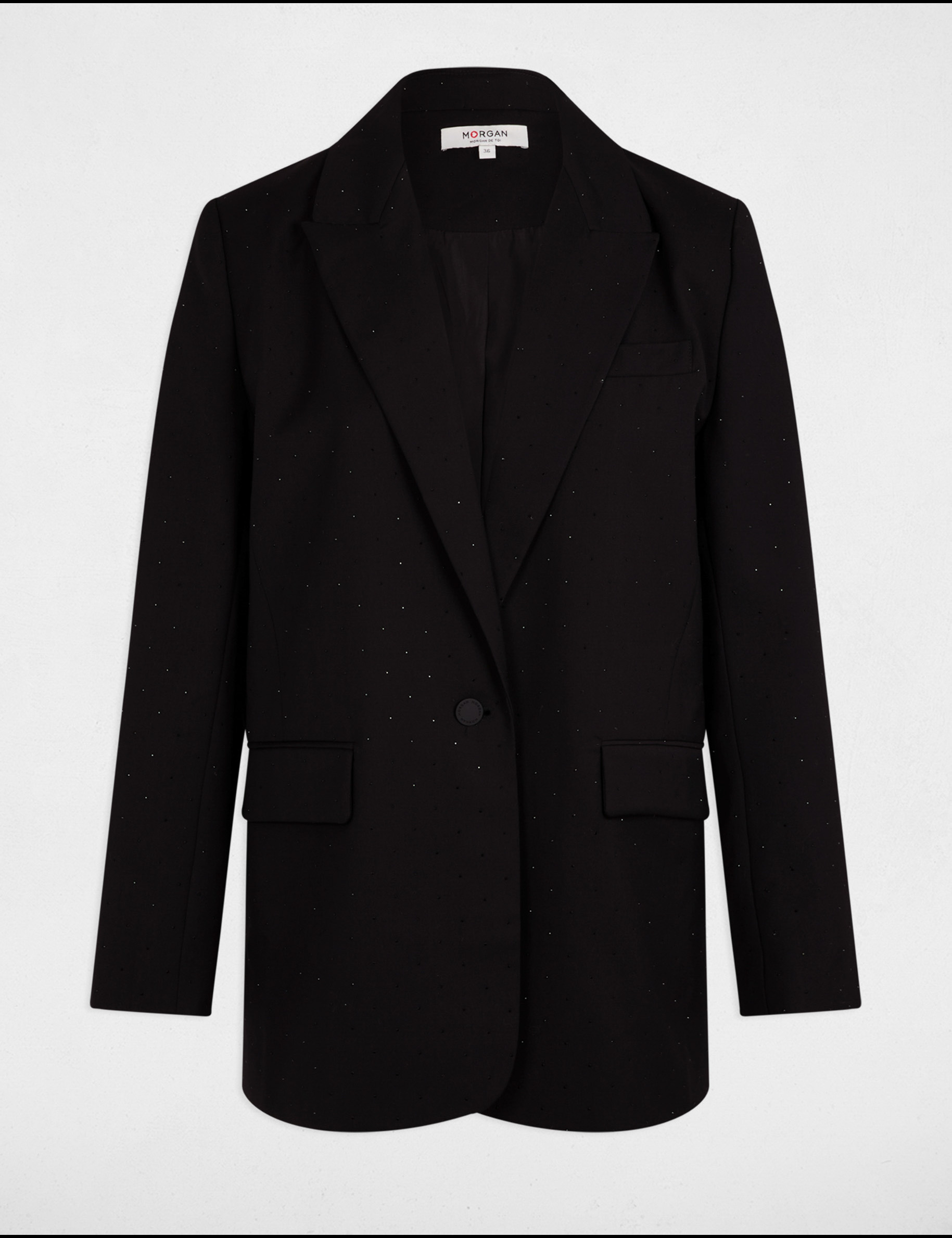 Langer Blazer mit Pailletten schwarz damen