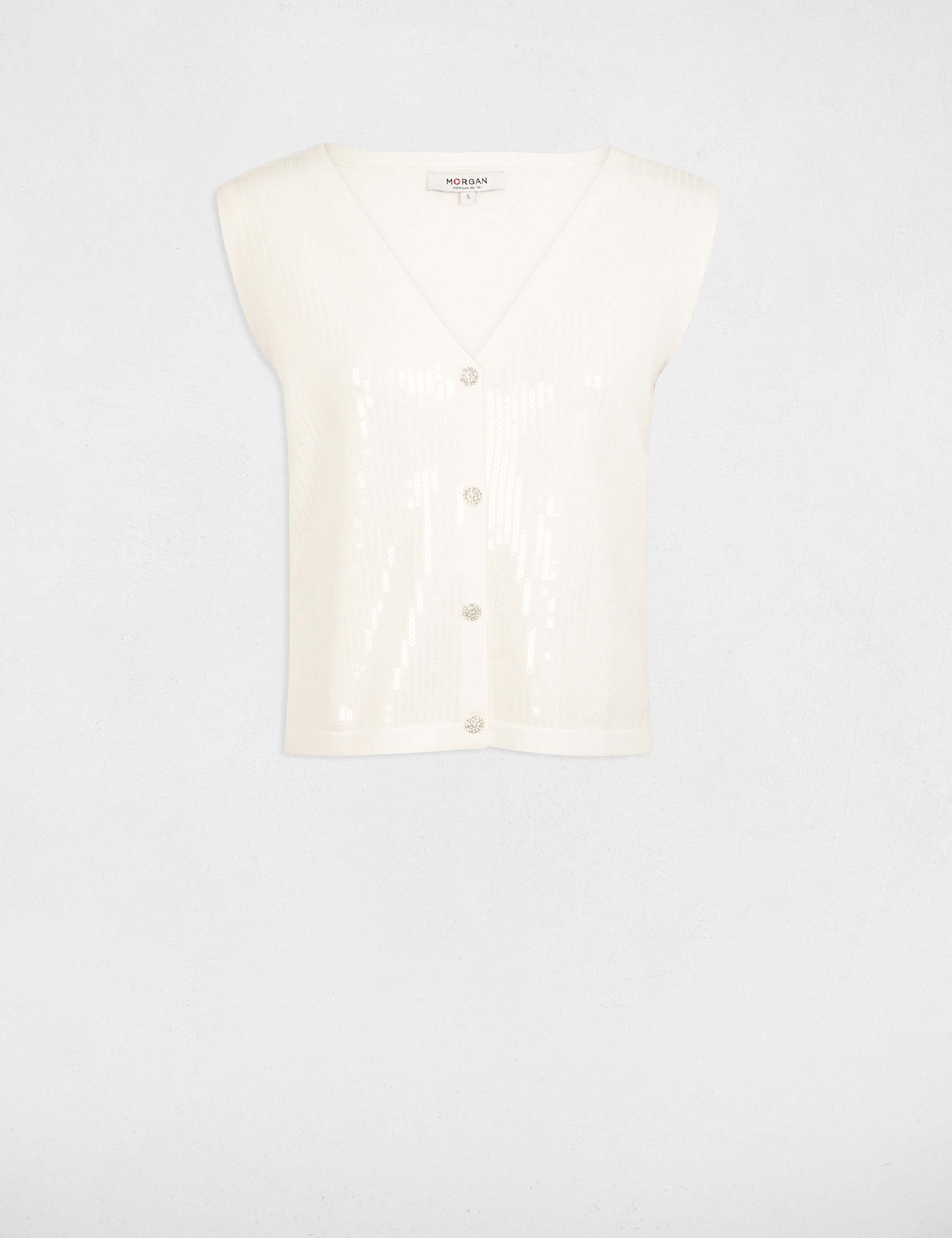 Gilet sans manches col v blanc femme