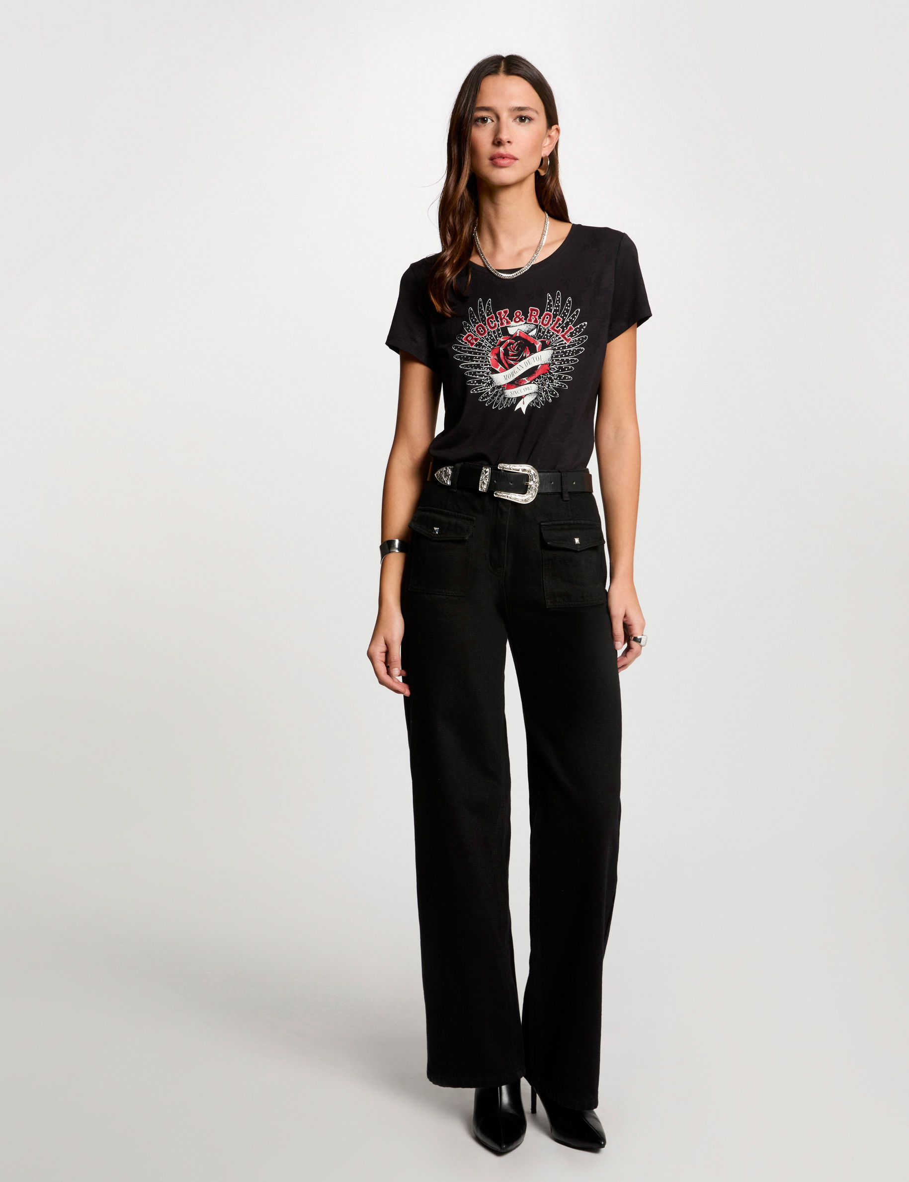 t shirt a inscription noir femme T-shirt à inscription noir femme