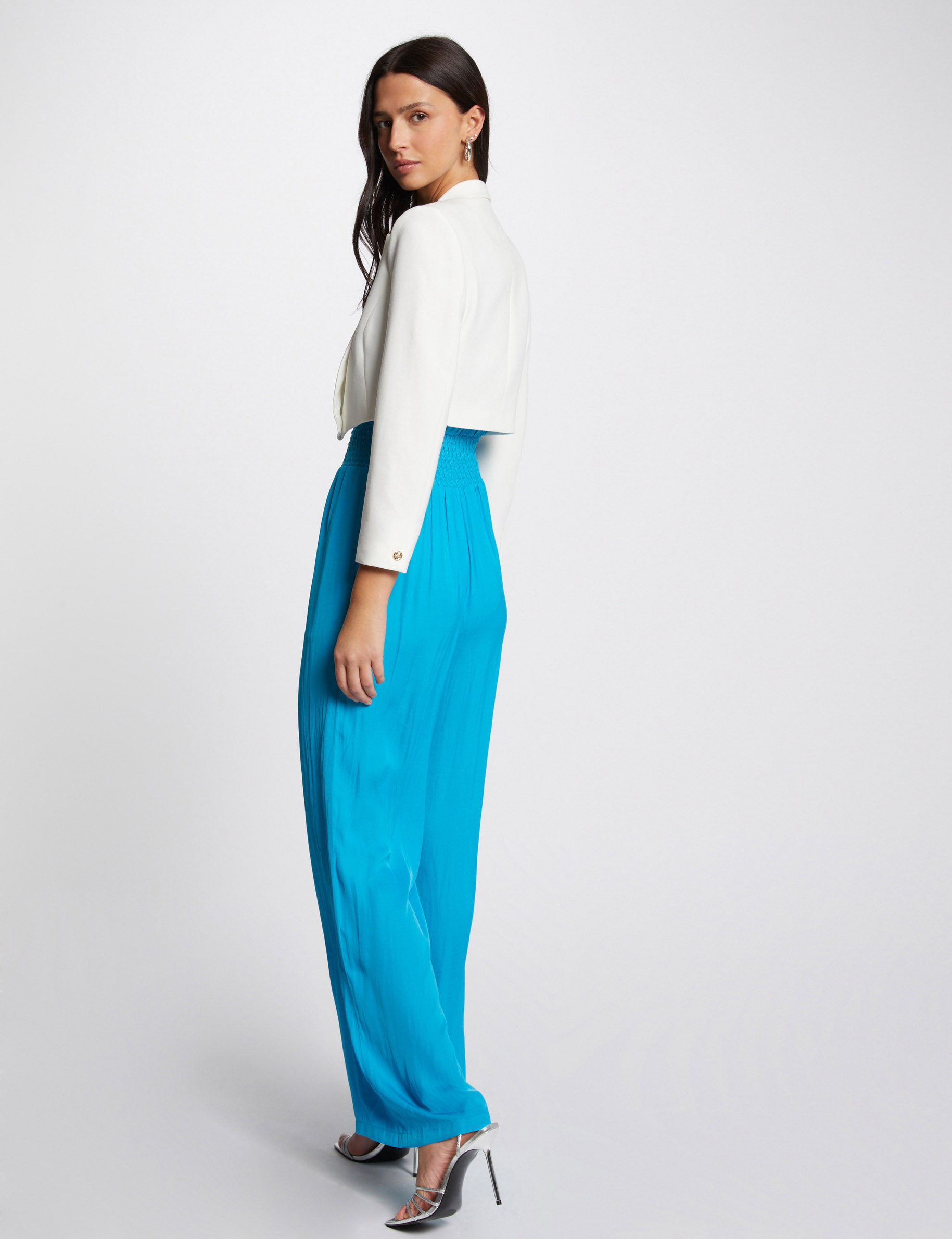 Gerade kurze Jacke mit Umlegekragen elfenbein damen