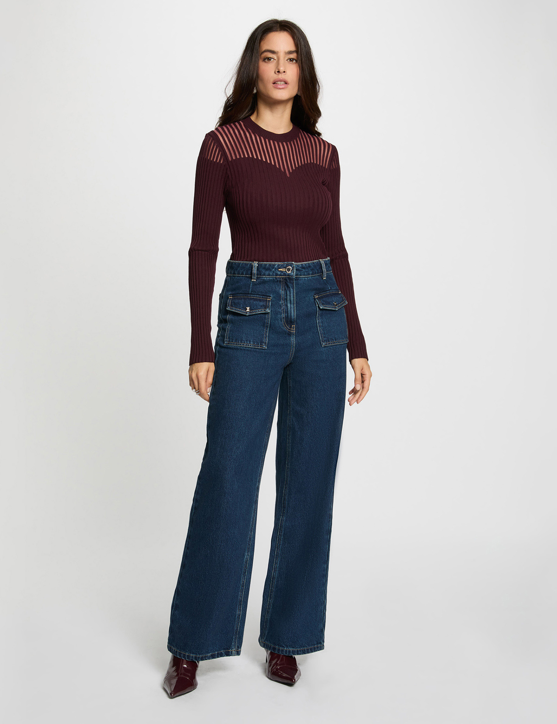 pullover mit langen armeln pflaume damen Pullover mit langen Ärmeln pflaume damen