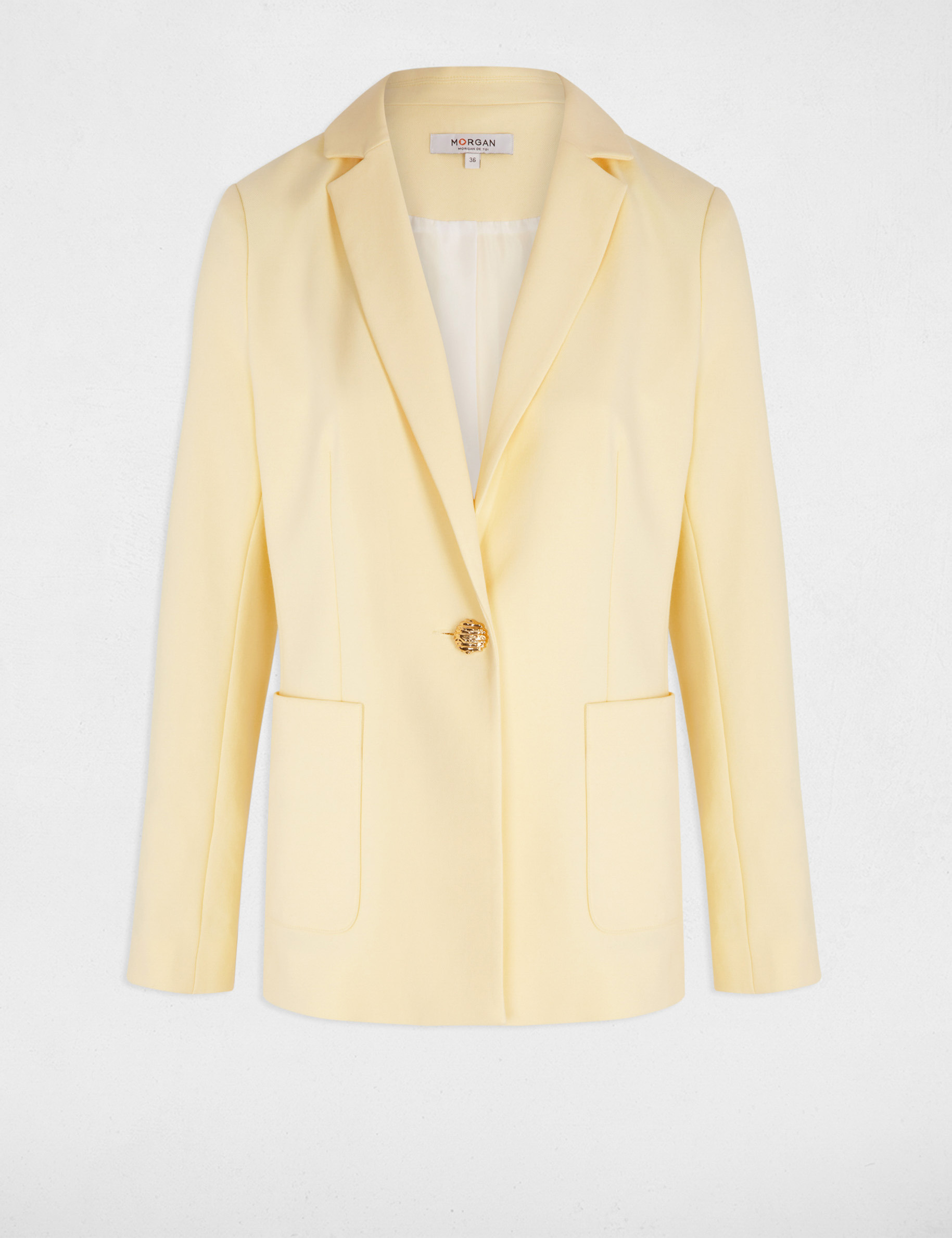 blazer mit aufgesetzten taschen pastelgelb damen Blazer mit aufgesetzten Taschen pastelgelb damen