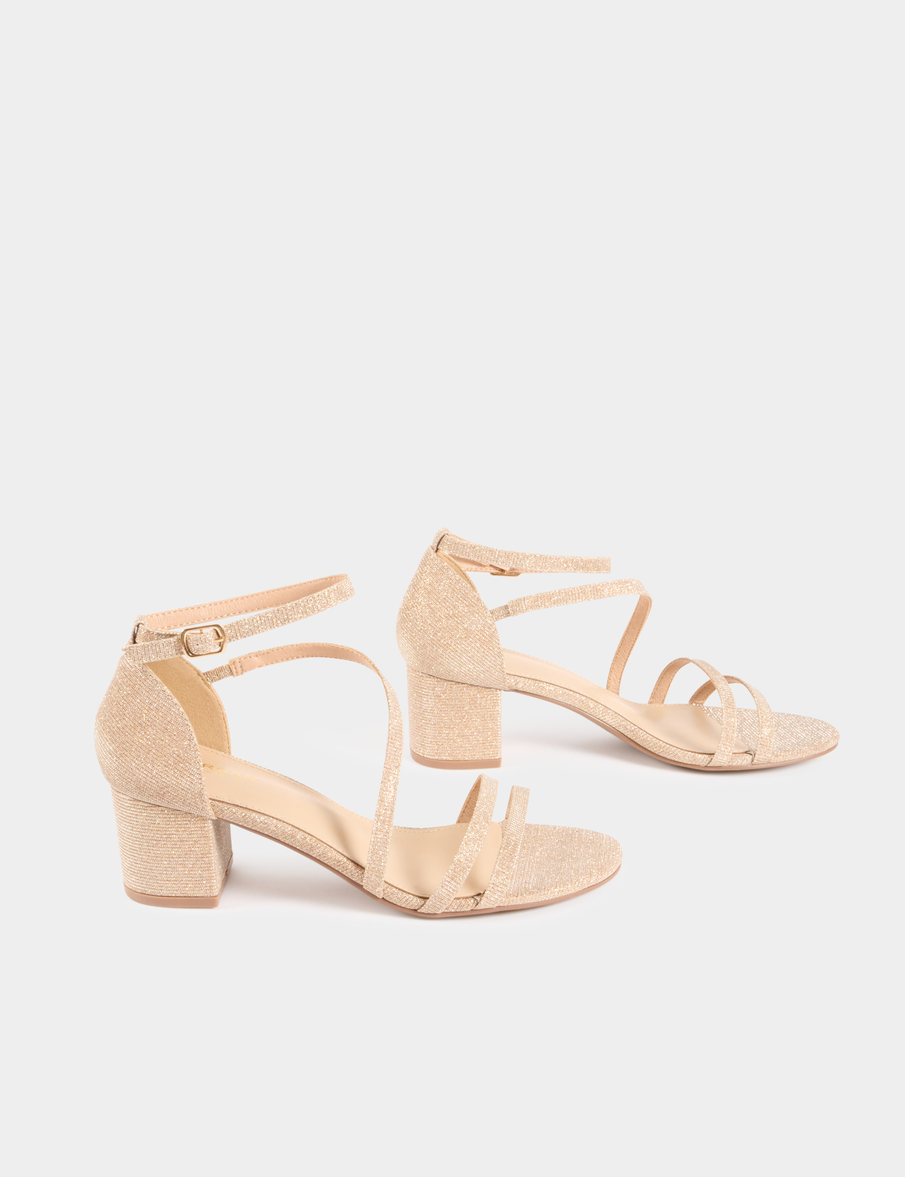 metallische sandalen mit absatz beige damen Metallische Sandalen mit Absatz beige damen