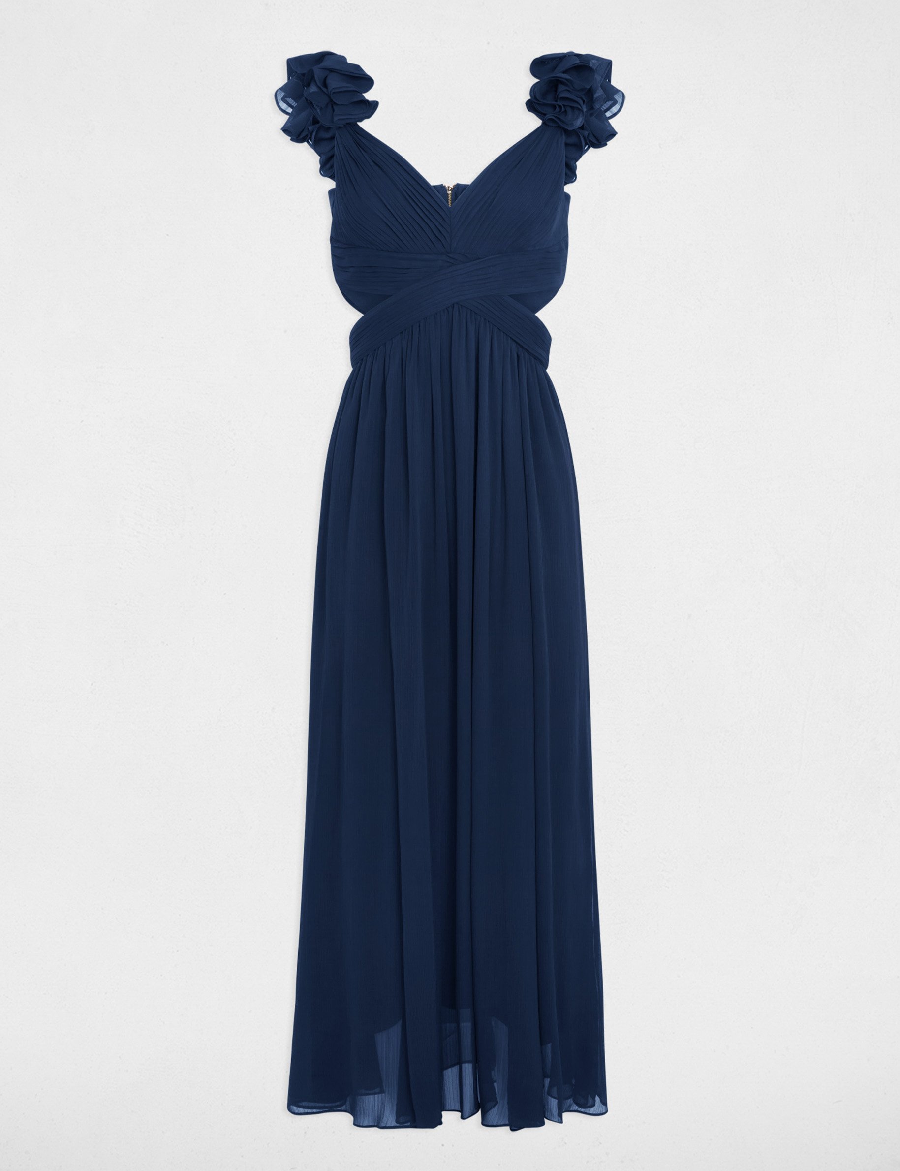 Langes, gerade flie&szlig;endes Kleid marineblau damen