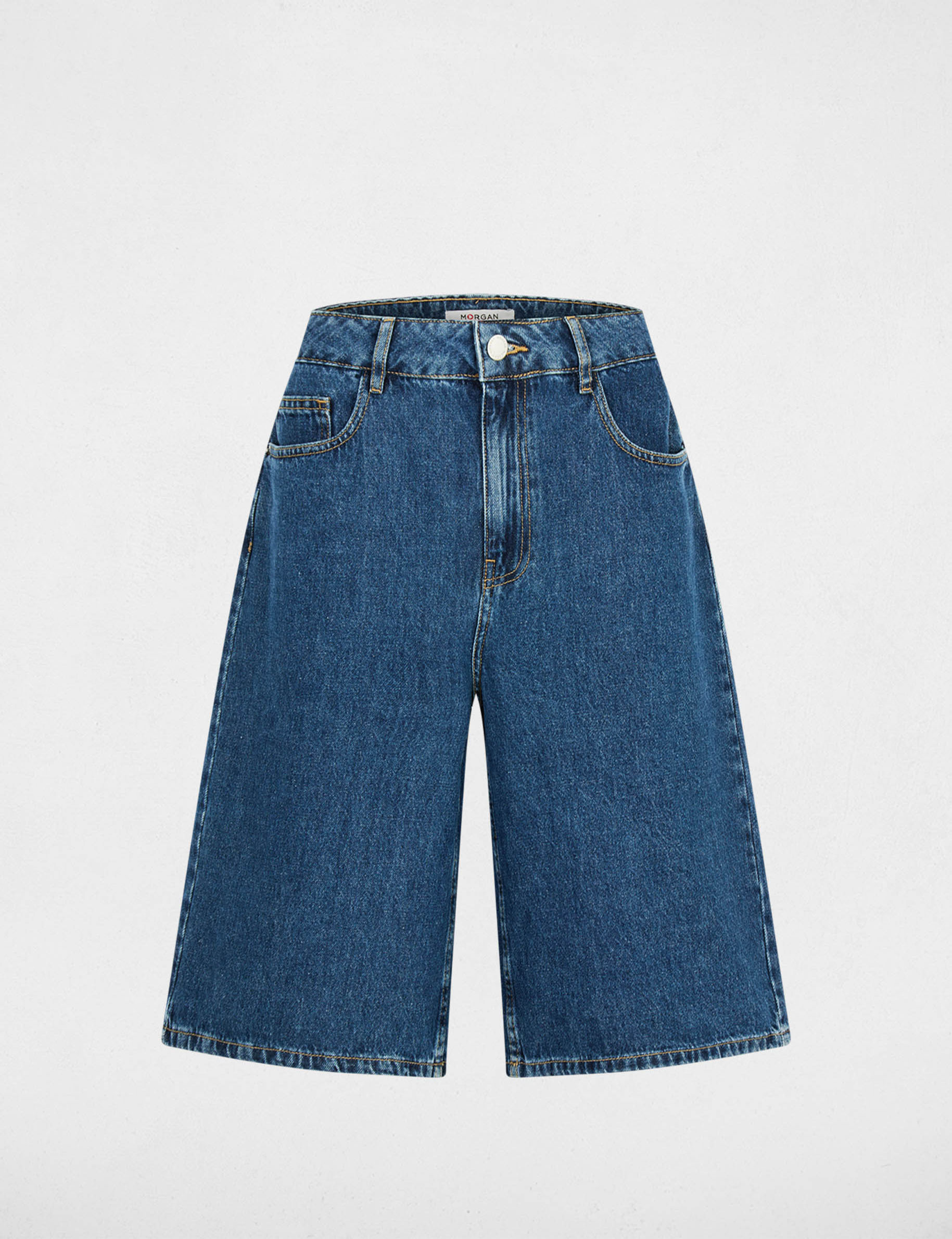 Bermuda taille haute denim brut femme