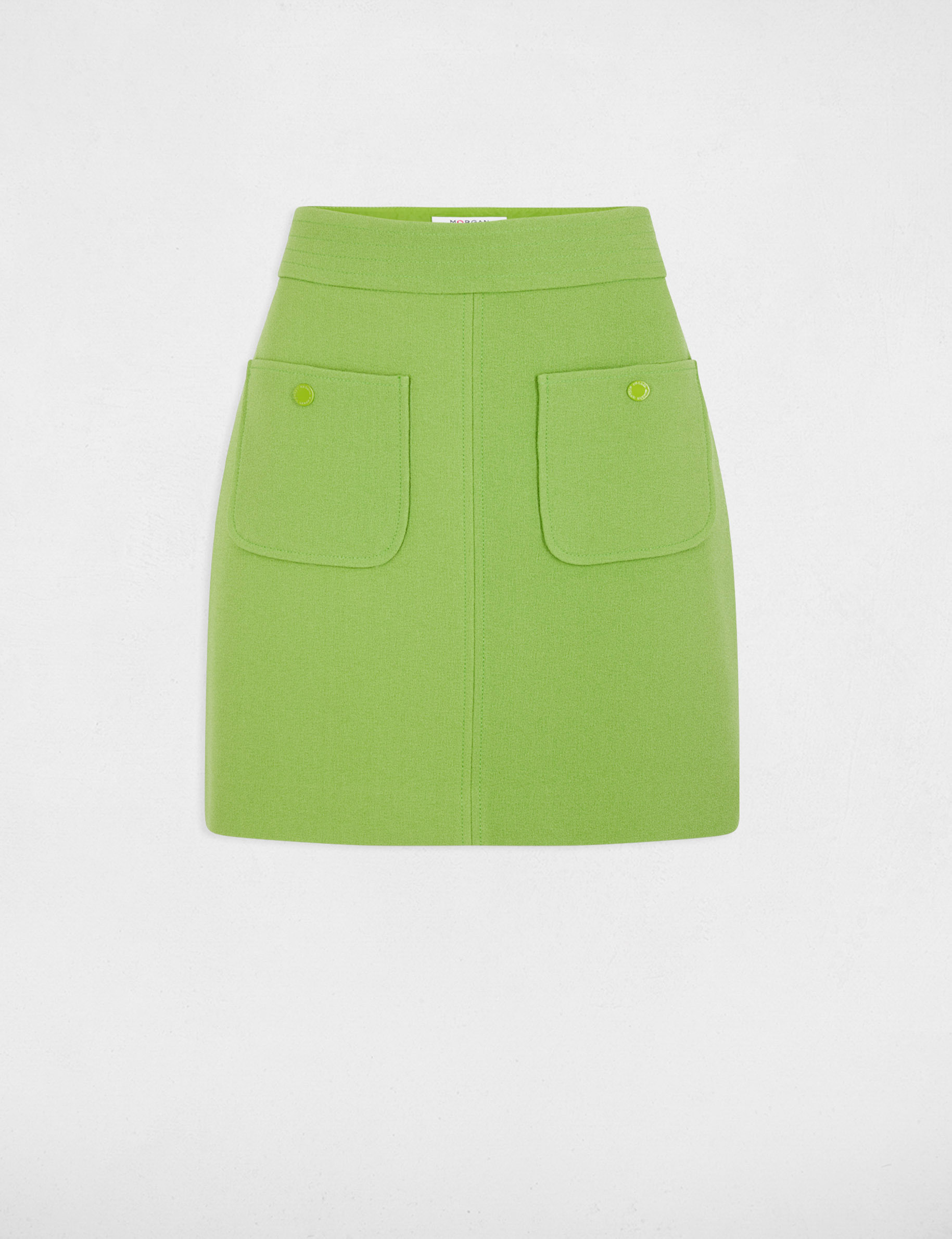 jupe courte poches plaquees vert anis femme Jupe courte poches plaquées vert anis femme