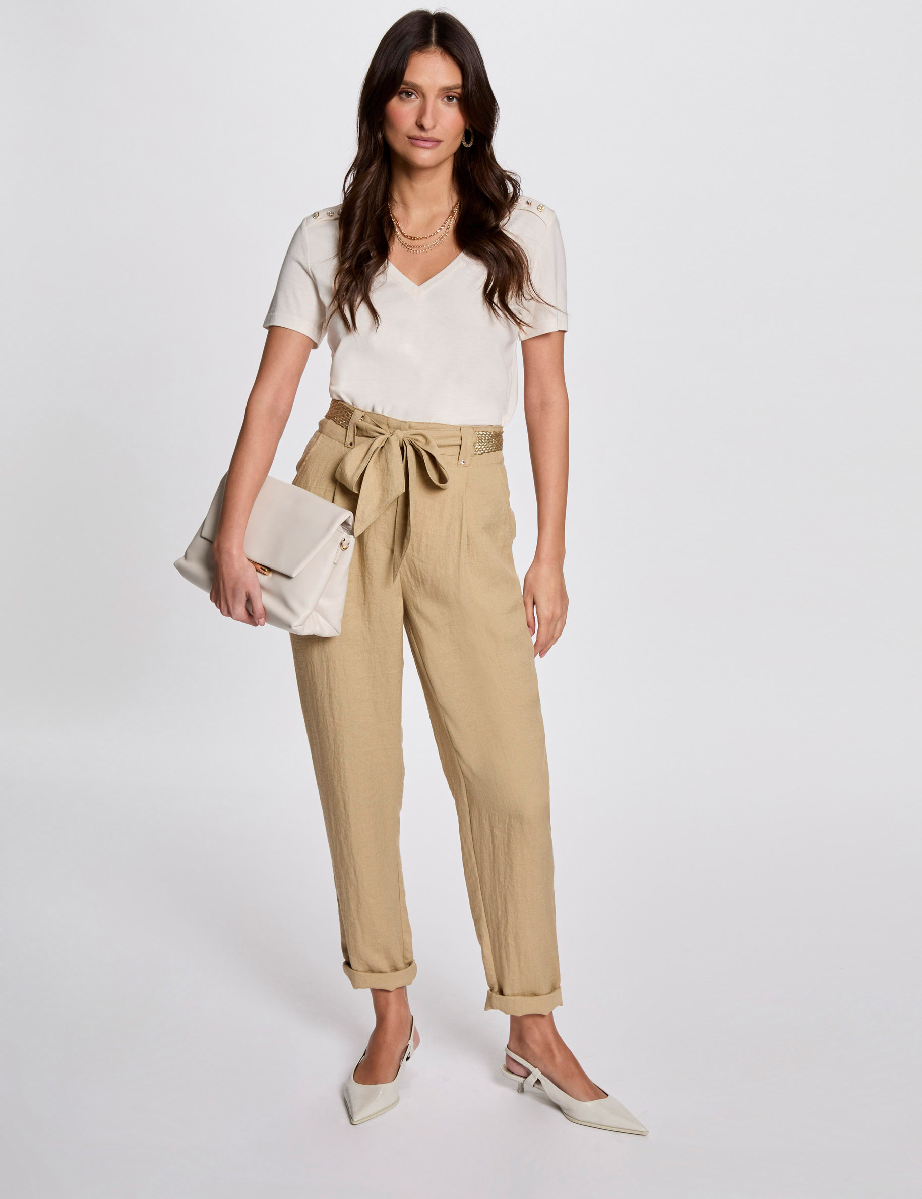 karottenhose mit gurtel beige damen Karottenhose mit Gürtel beige damen
