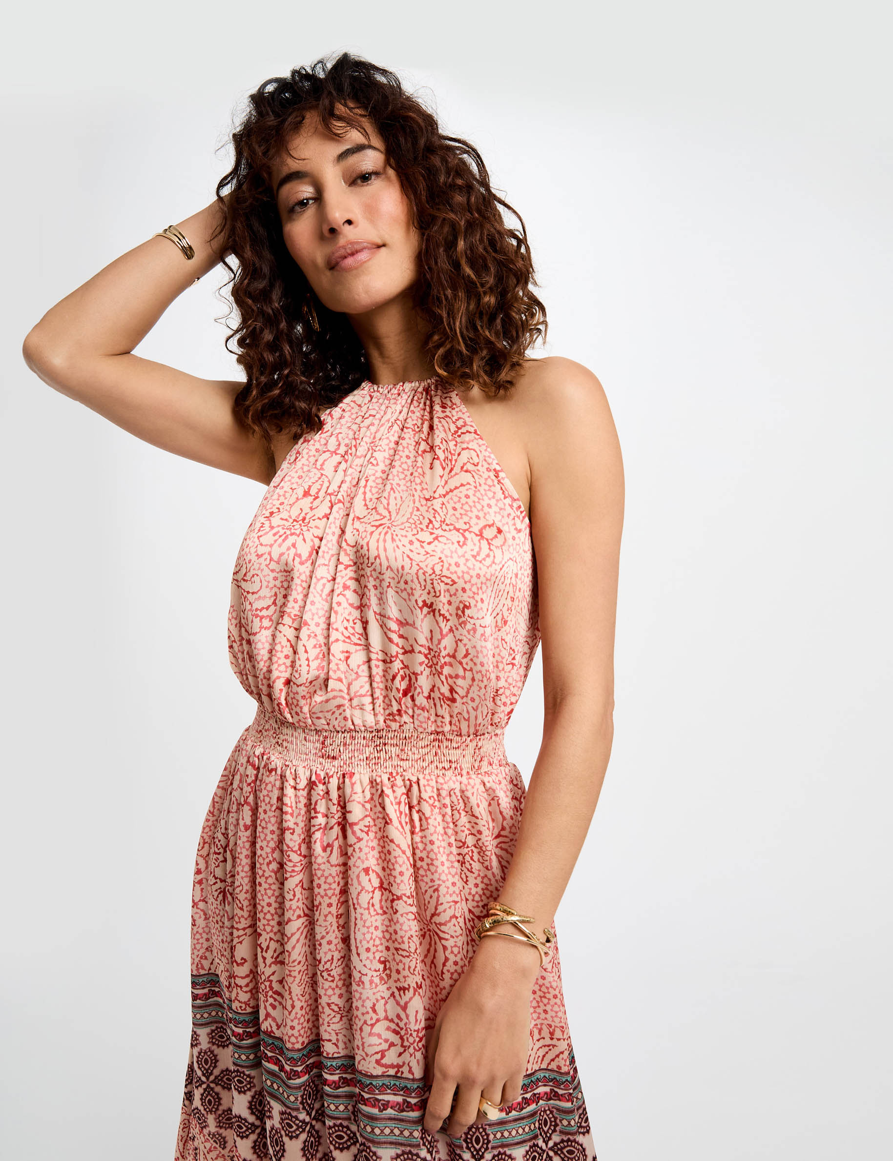 robe longue droite imprimee multicolore femme Robe longue droite imprimée multicolore femme