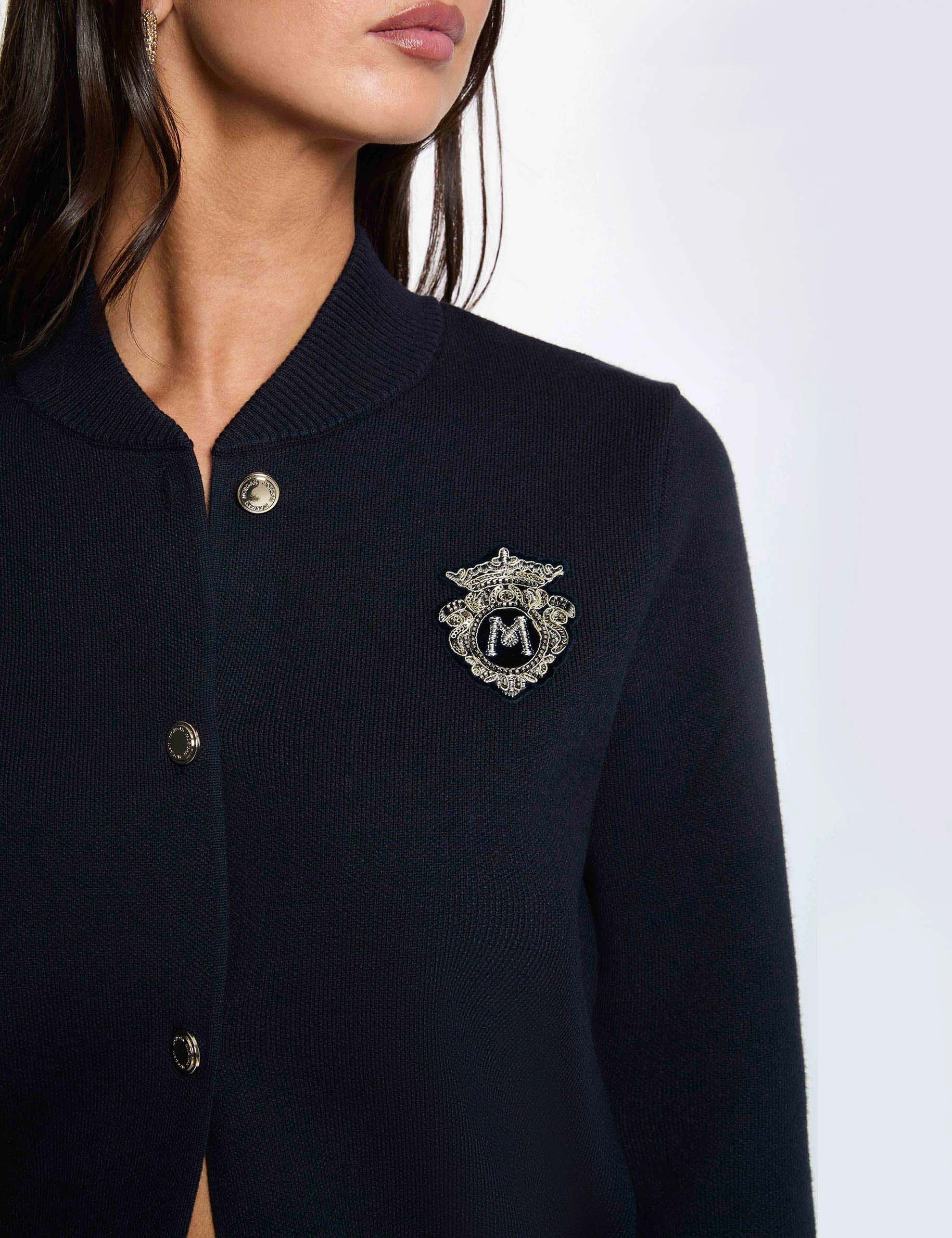 Veste col teddy bleu marine femme