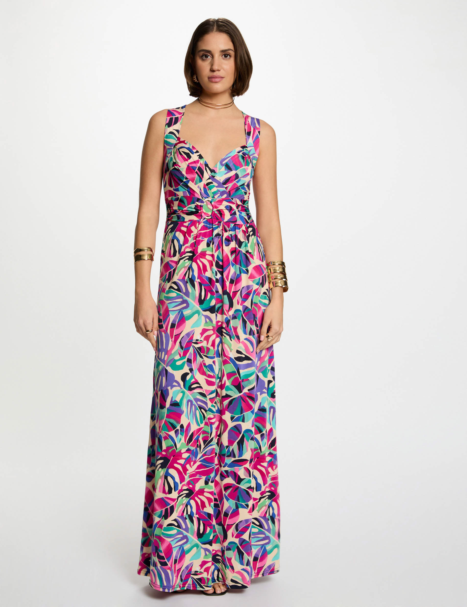 robe longue droite imprimee multicolore femme Robe longue droite imprimée multicolore femme