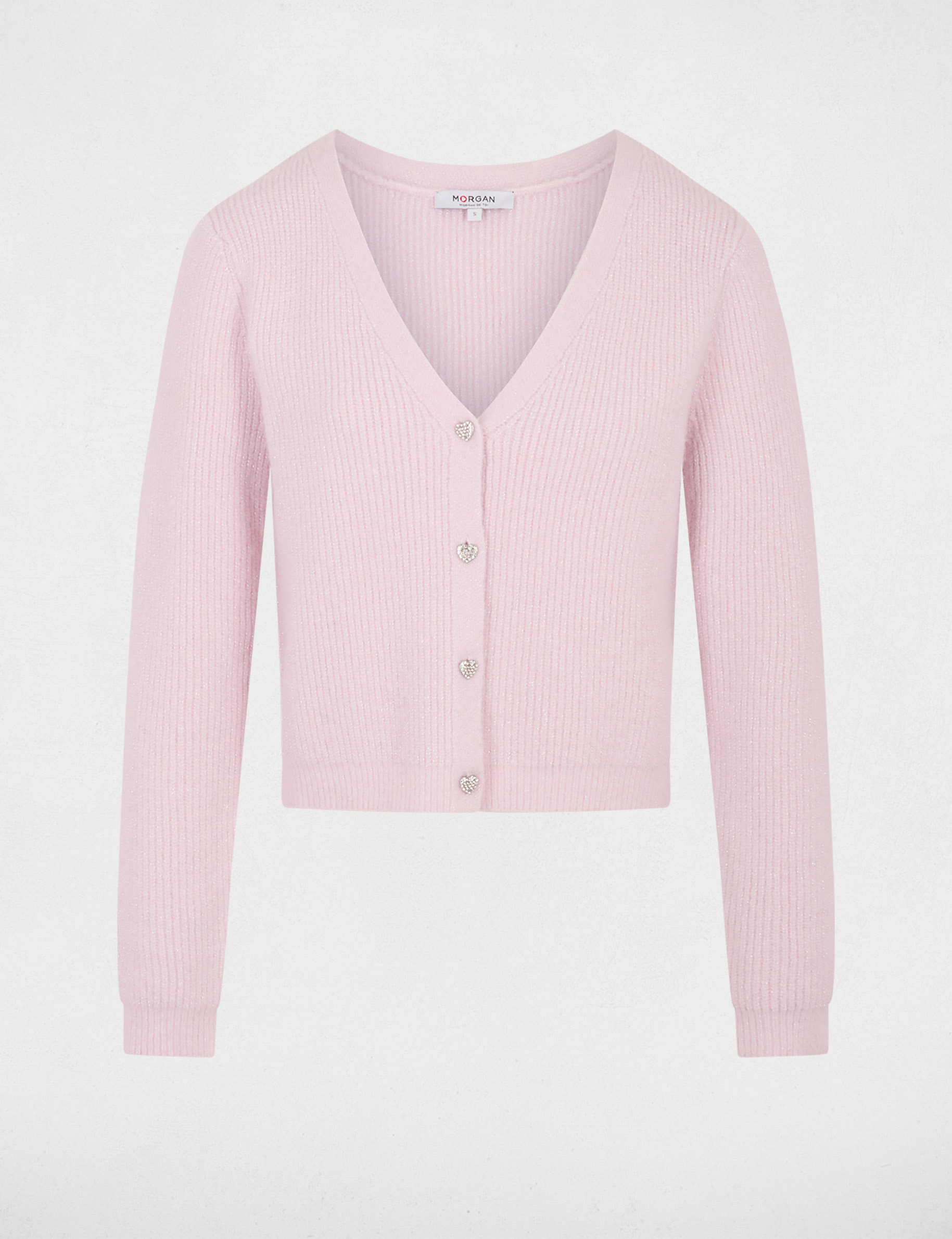 Strickweste mit V-Ausschnitt pastellrosa damen
