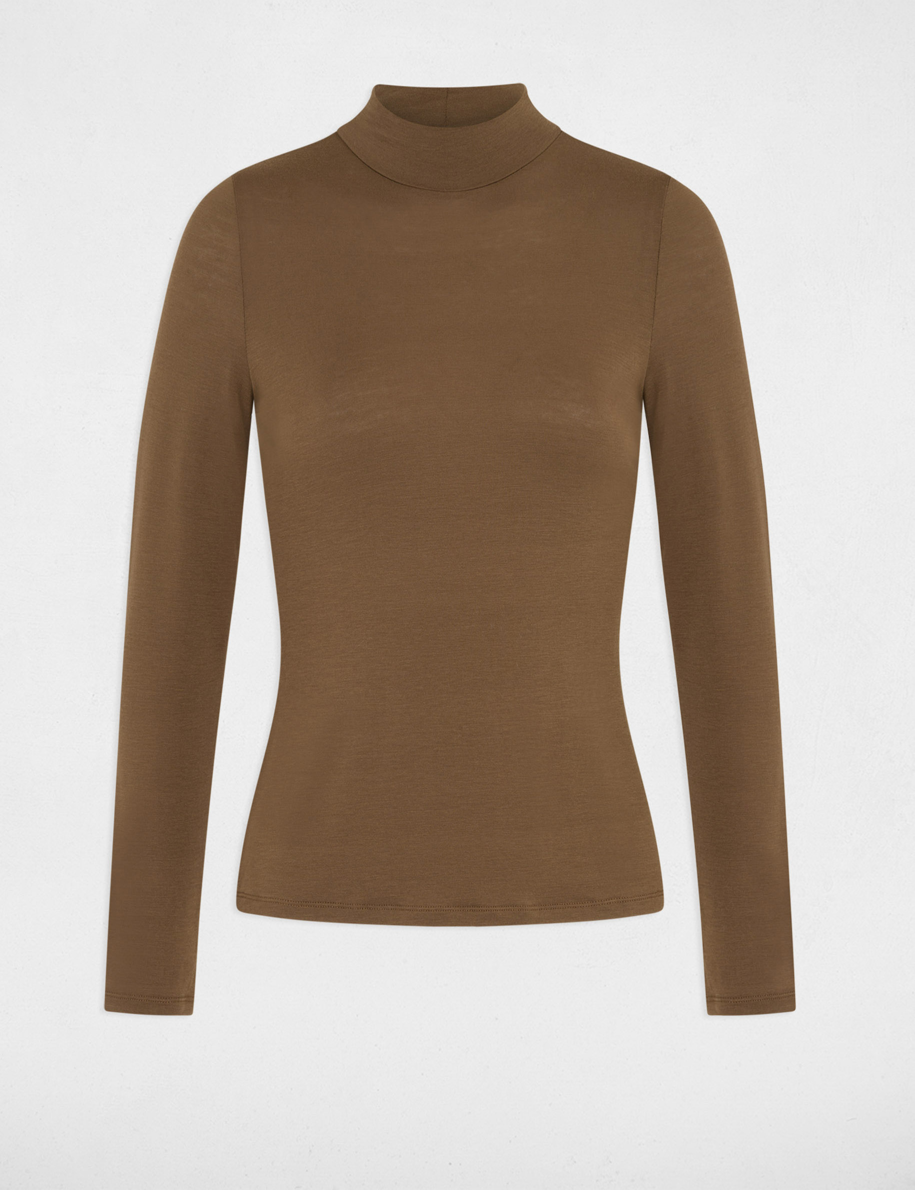 Langarm-T-Shirt mit Stehkragen khakigr&uuml;n damen