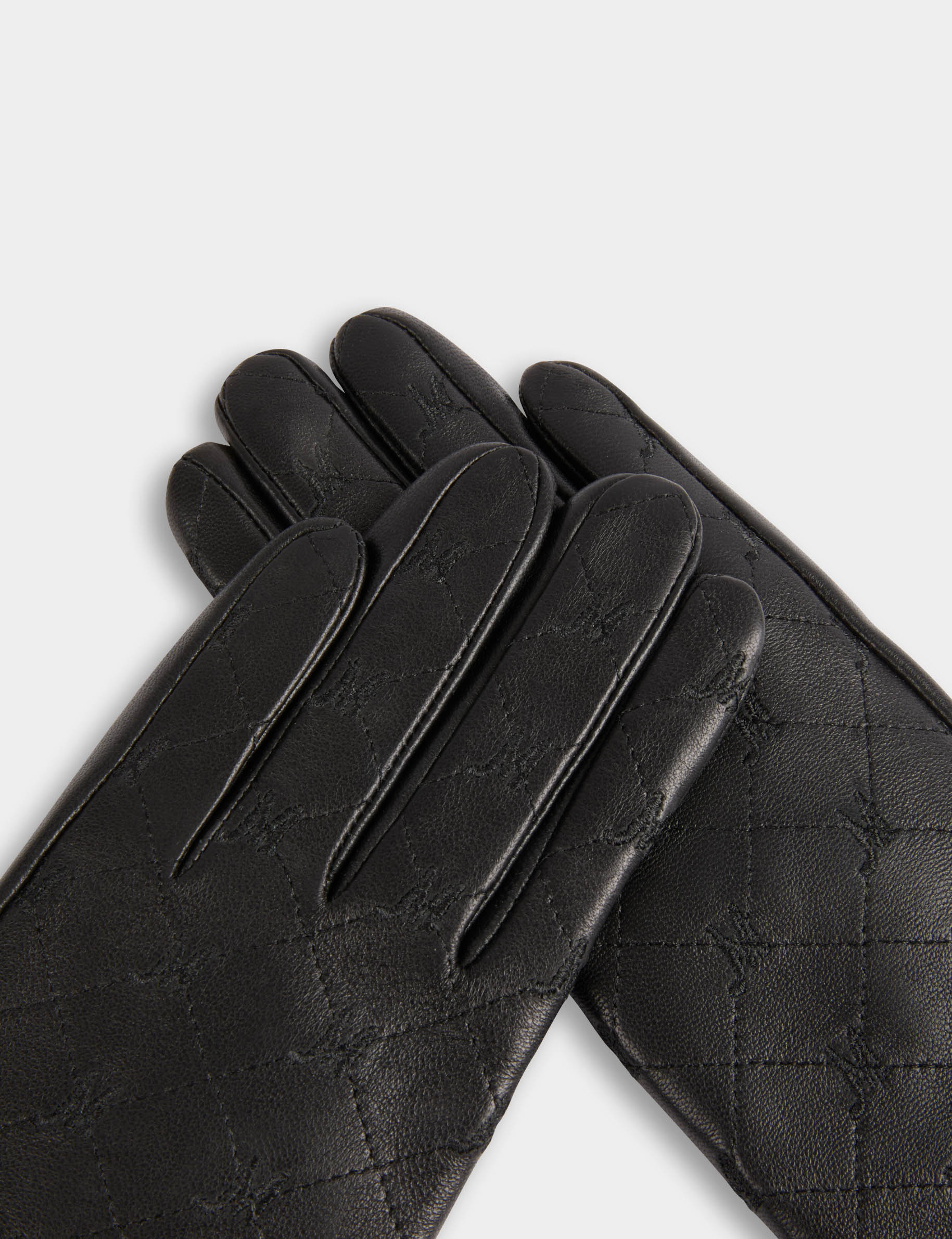 Gants similicuir monogramme noir femme