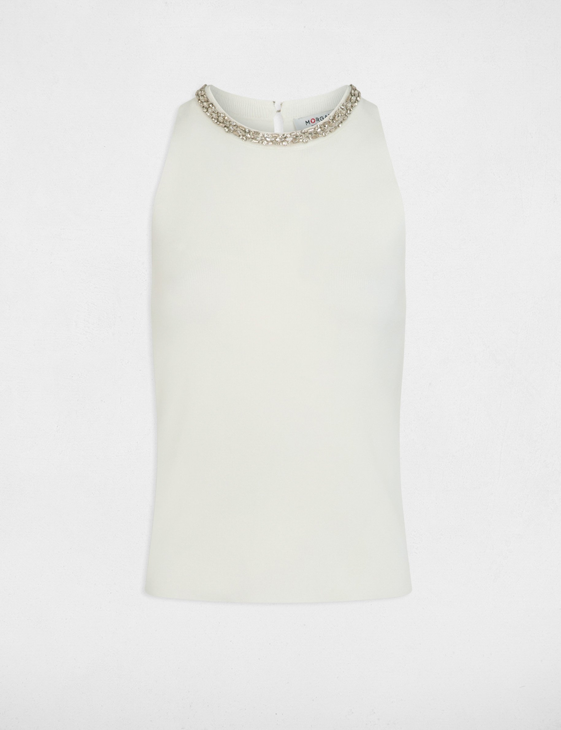 Eng anliegendes Top mit Strass weiss damen