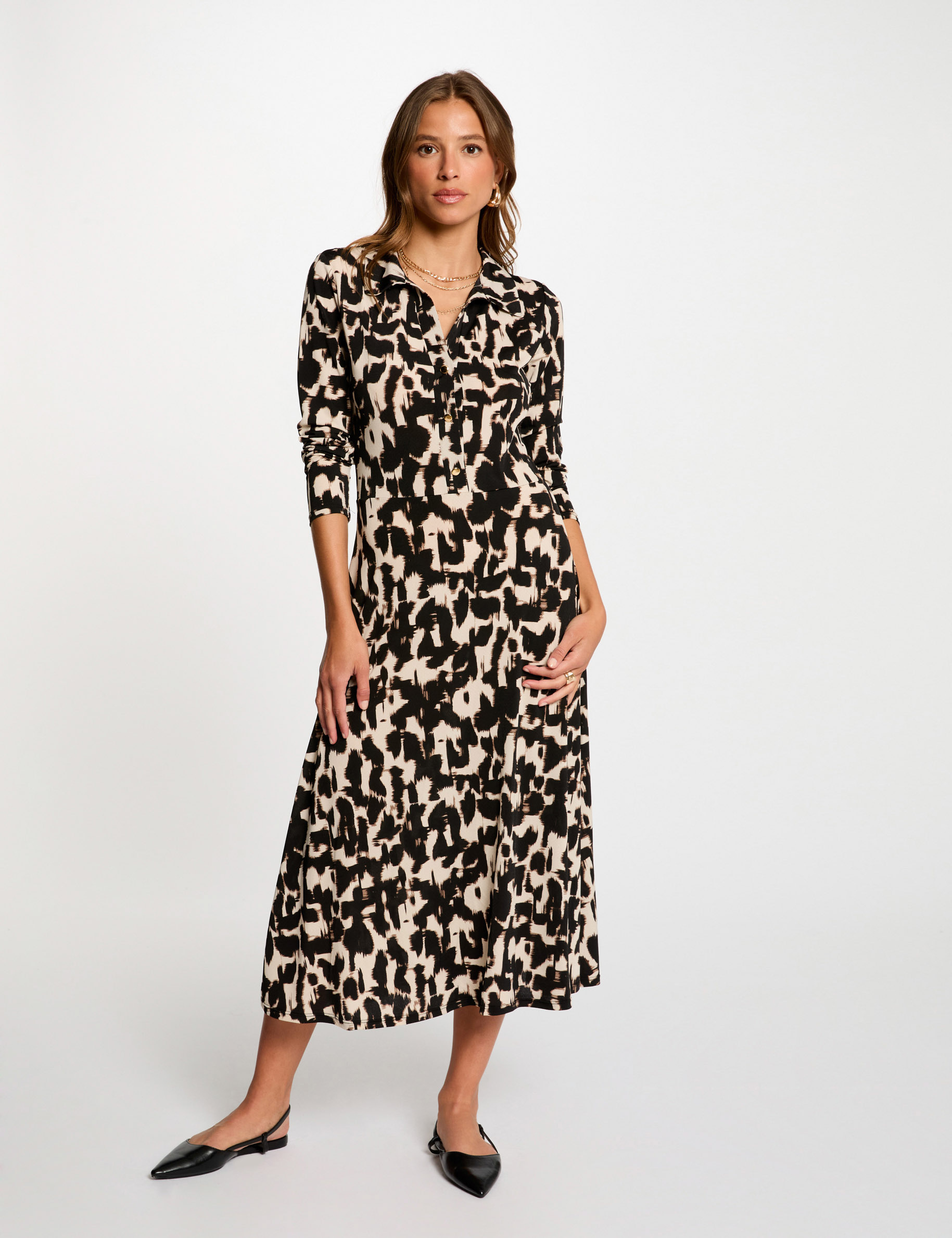 robe longue droite imprimee multicolore femme Robe longue droite imprimée multicolore femme