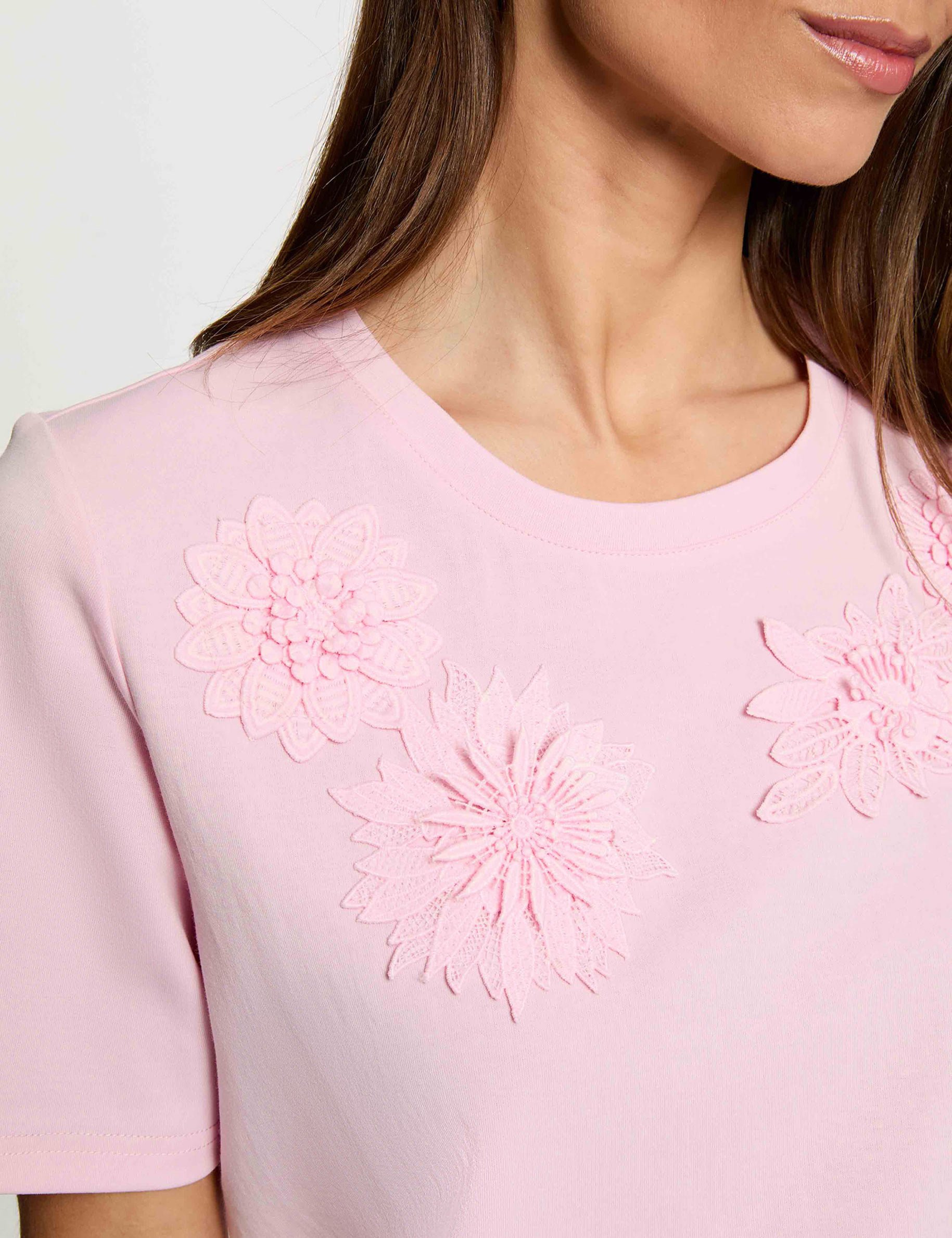 T-Shirt mit geradem Schnitt, Rundhals rosa damen