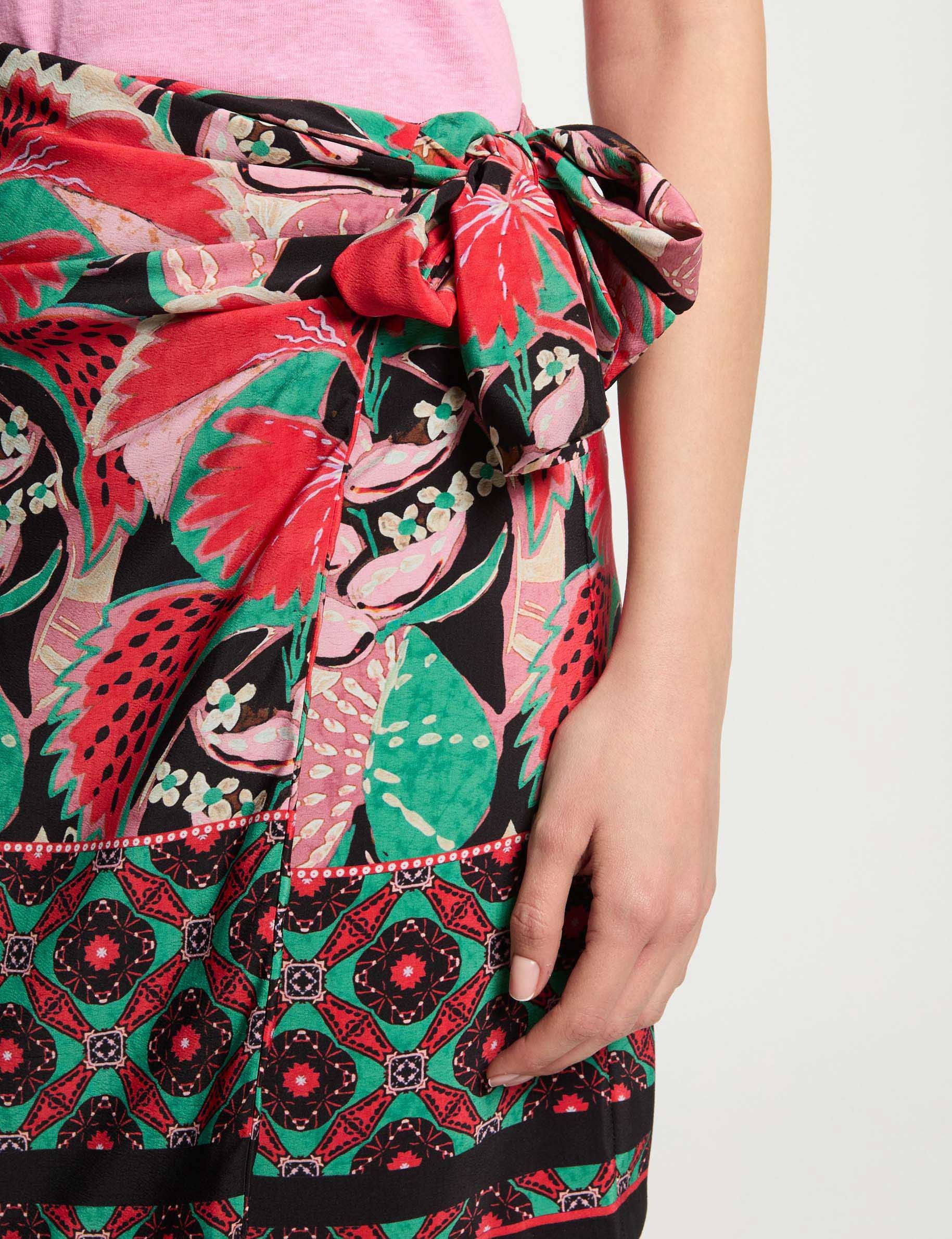 Jupe nouée imprimée multicolore femme