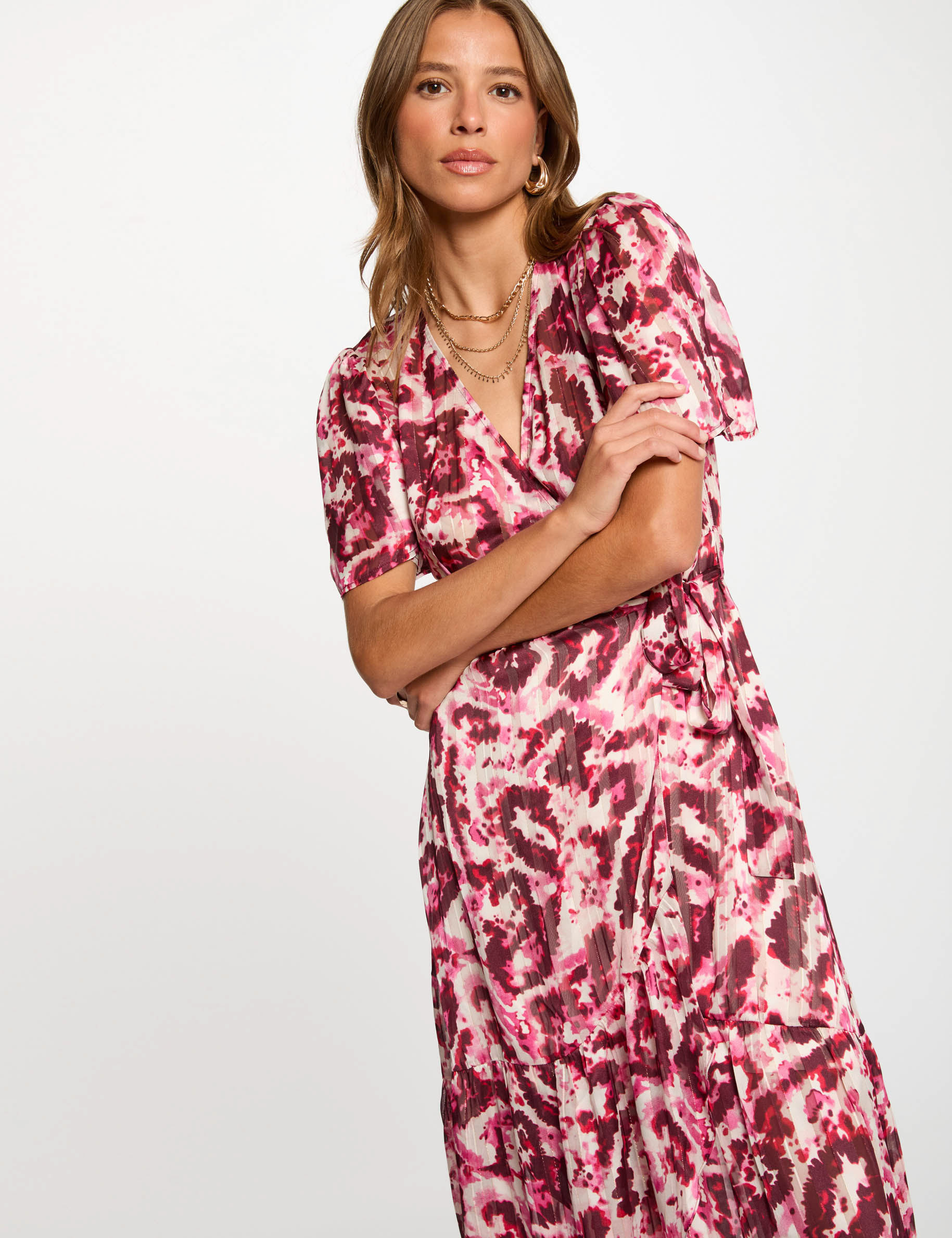 robe midi portefeuille multicolore femme Robe midi portefeuille multicolore femme