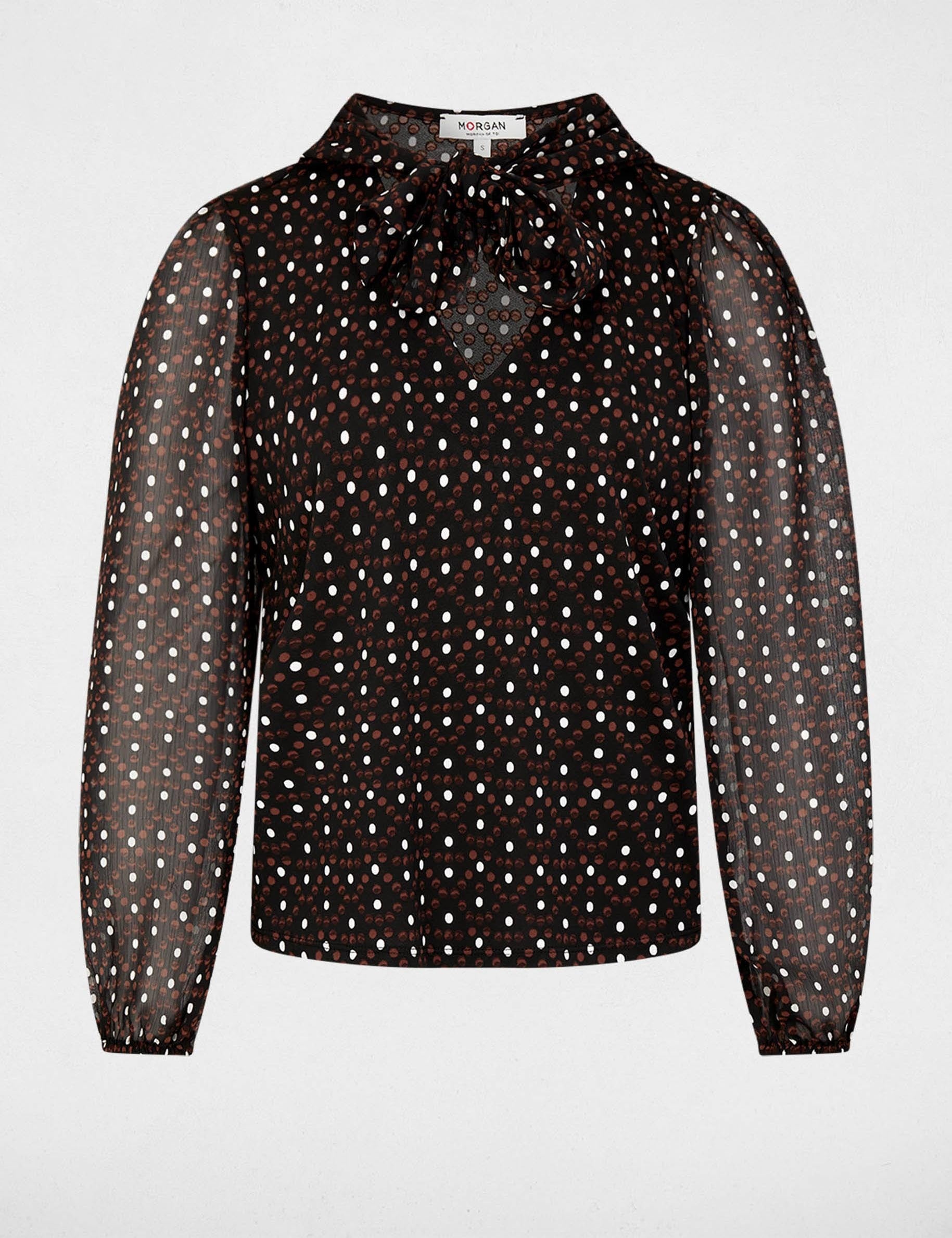 Blouse voile col lavalli&egrave;re multicolore femme
