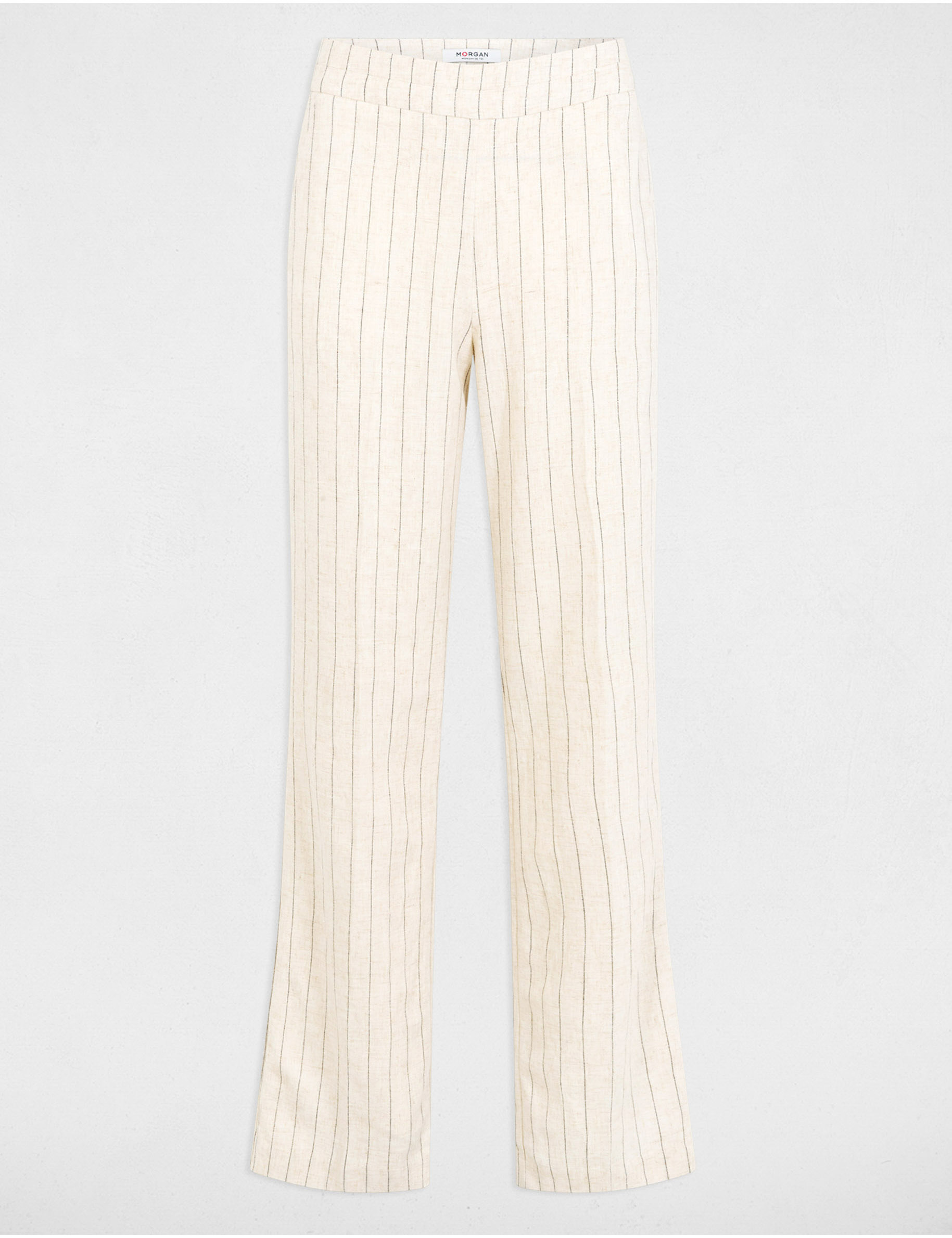 pantalon large raye beige femme Pantalon large rayé beige femme