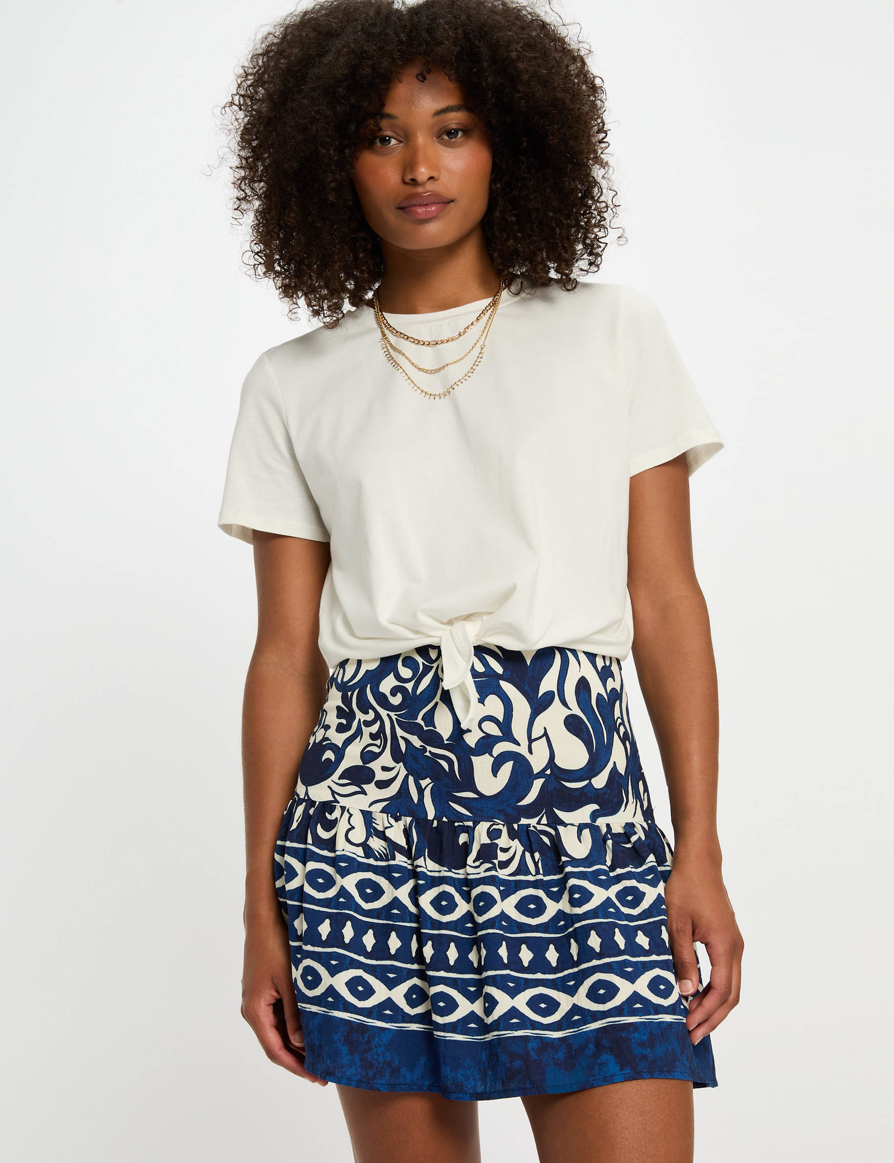 jupe courte imprimee multicolore femme Jupe courte imprimée multicolore femme