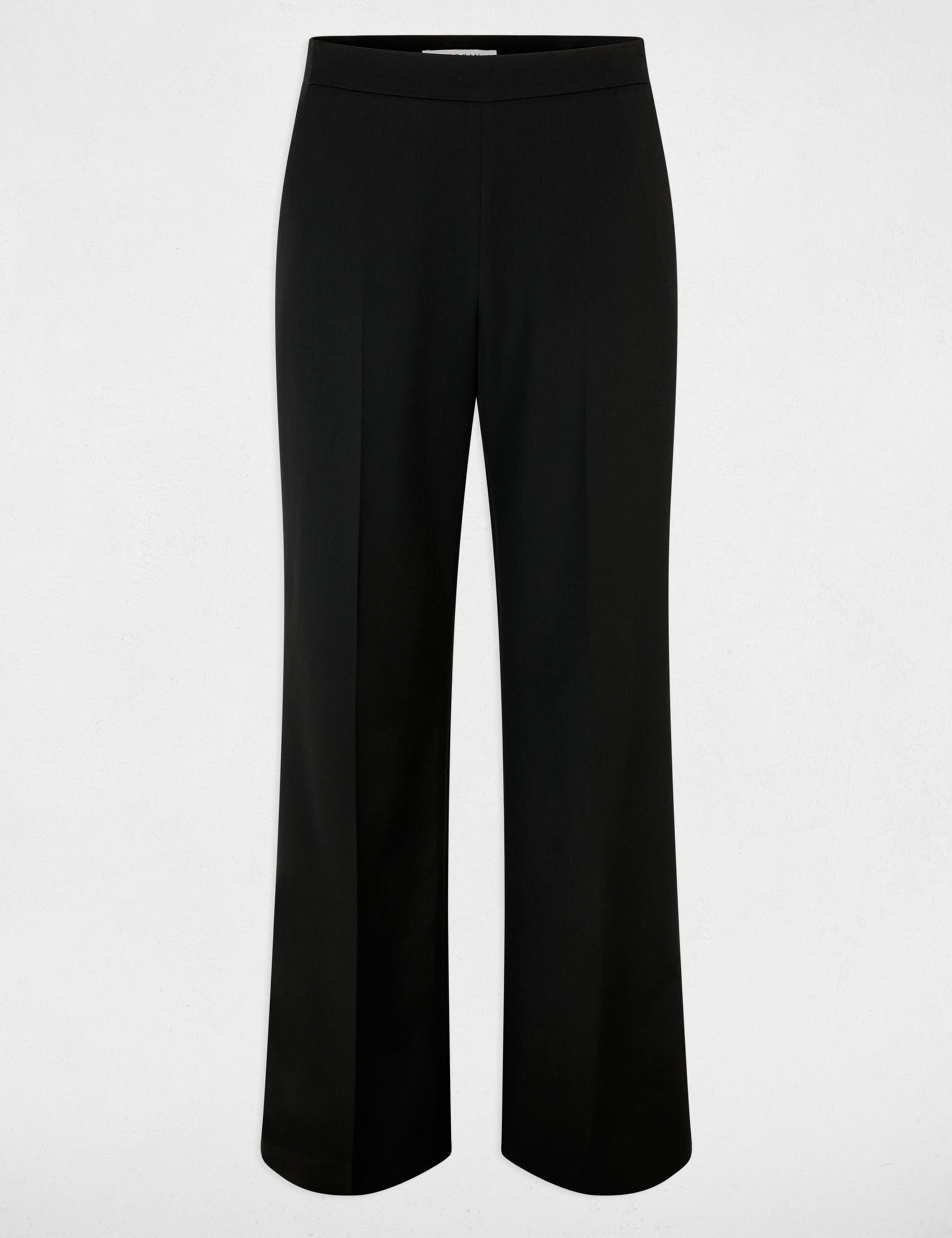Pantalon droit satin noir femme