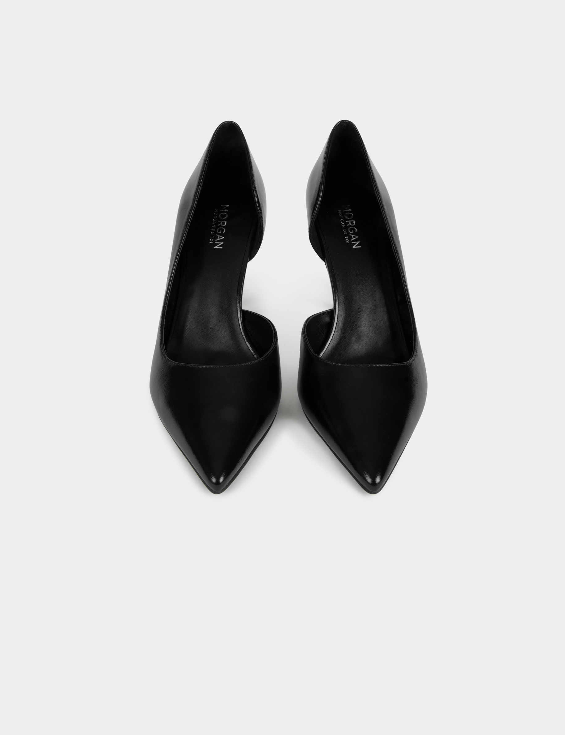 Escarpin c&ocirc;t&eacute; ouvert noir femme