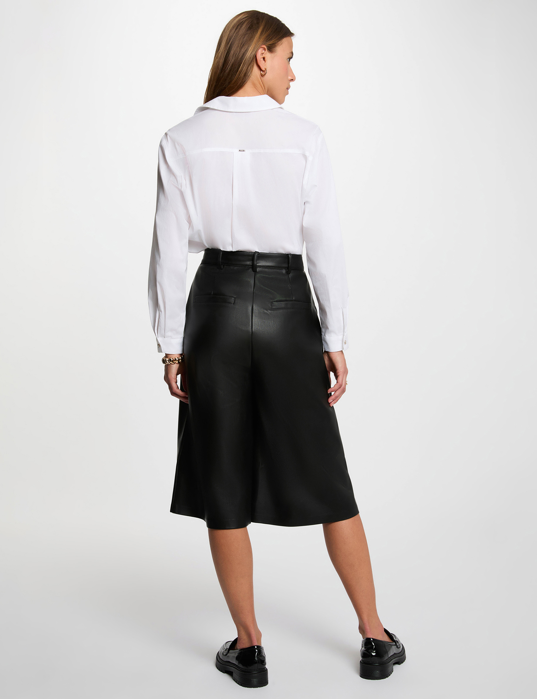 Bermuda large taille haute noir femme