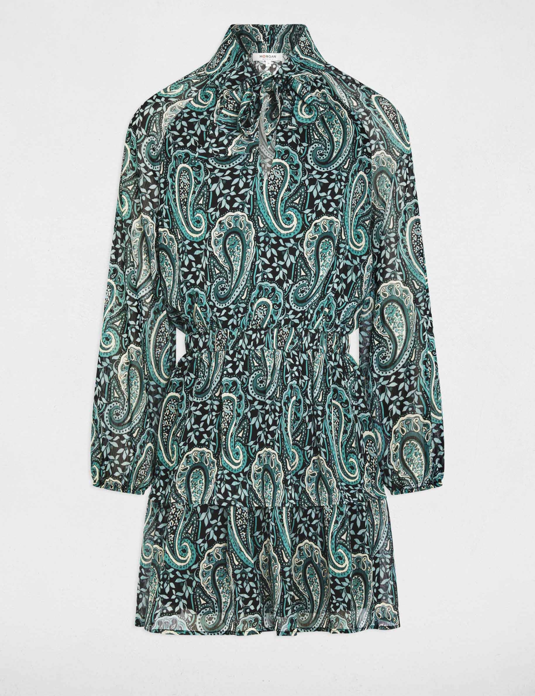 Kurzes kleid mit lavalli&egrave;re-kragen mehrfarbig damen