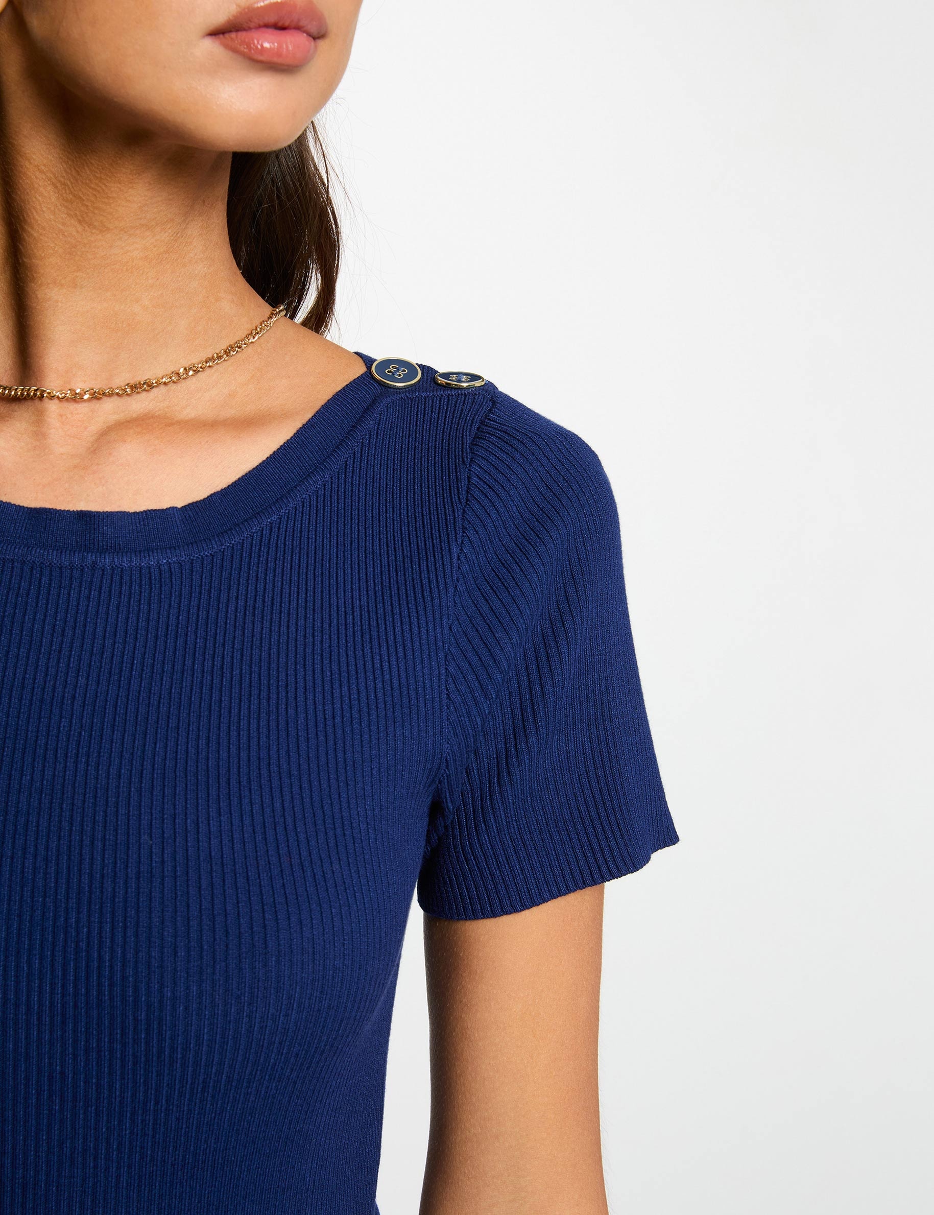 Pullover mit U-Boot-Ausschnitt marineblau damen