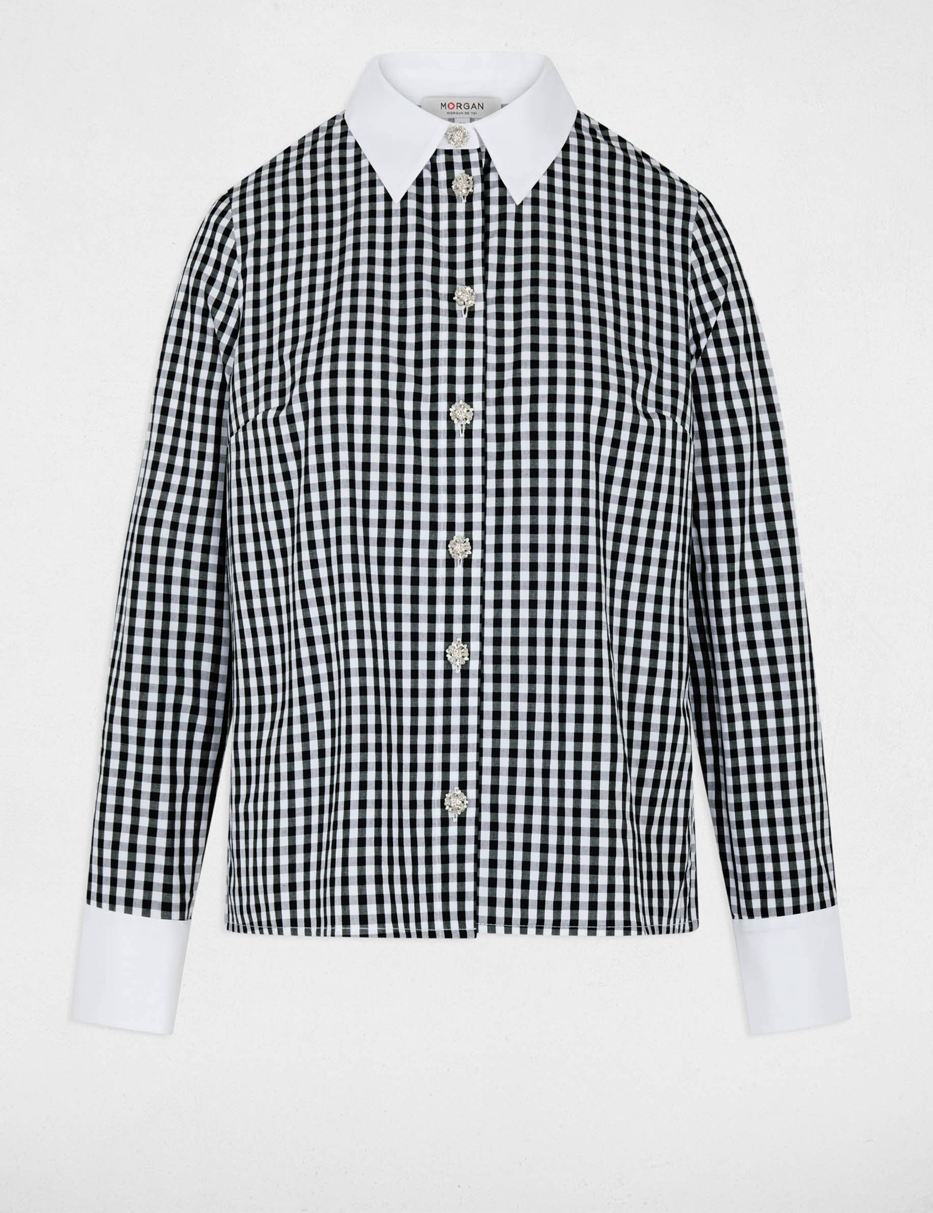 Hemd mit kontrastierendem Kragen mehrfarbig damen