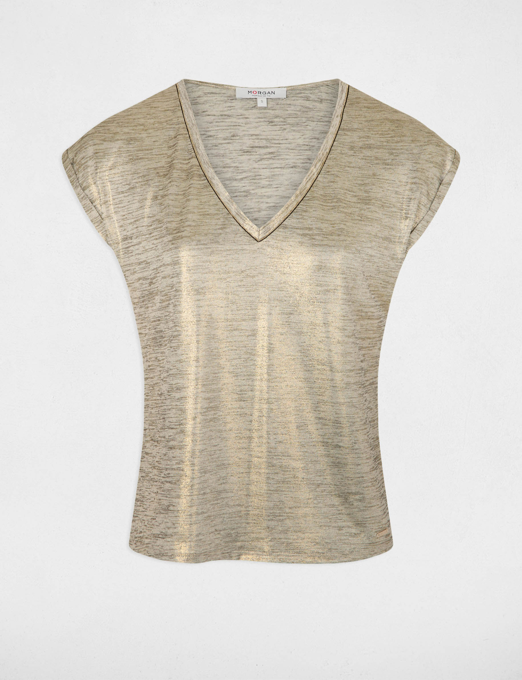t shirt manches courtes jaune or femme T-shirt manches courtes jaune or femme
