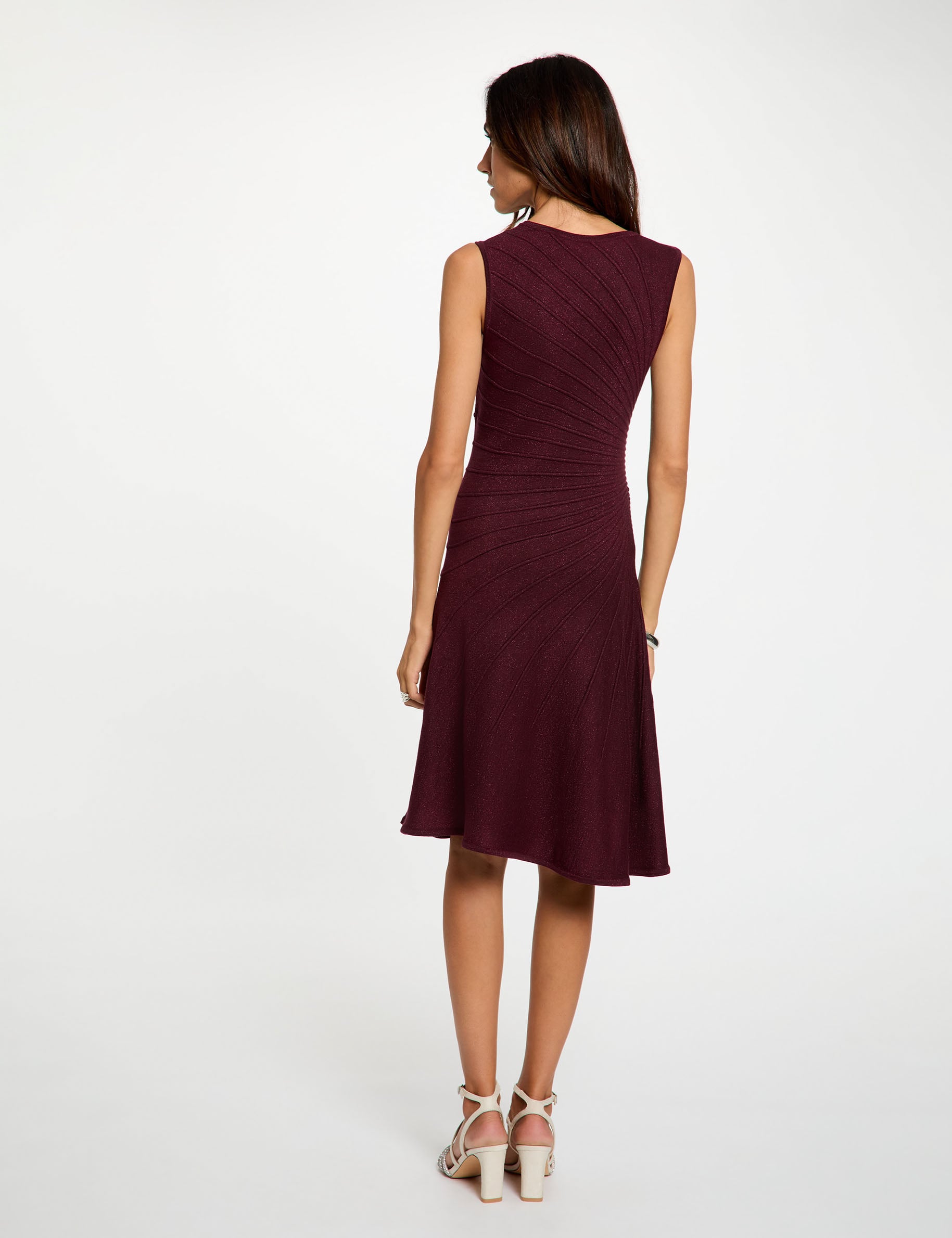 Robe tricot sans manches prune femme