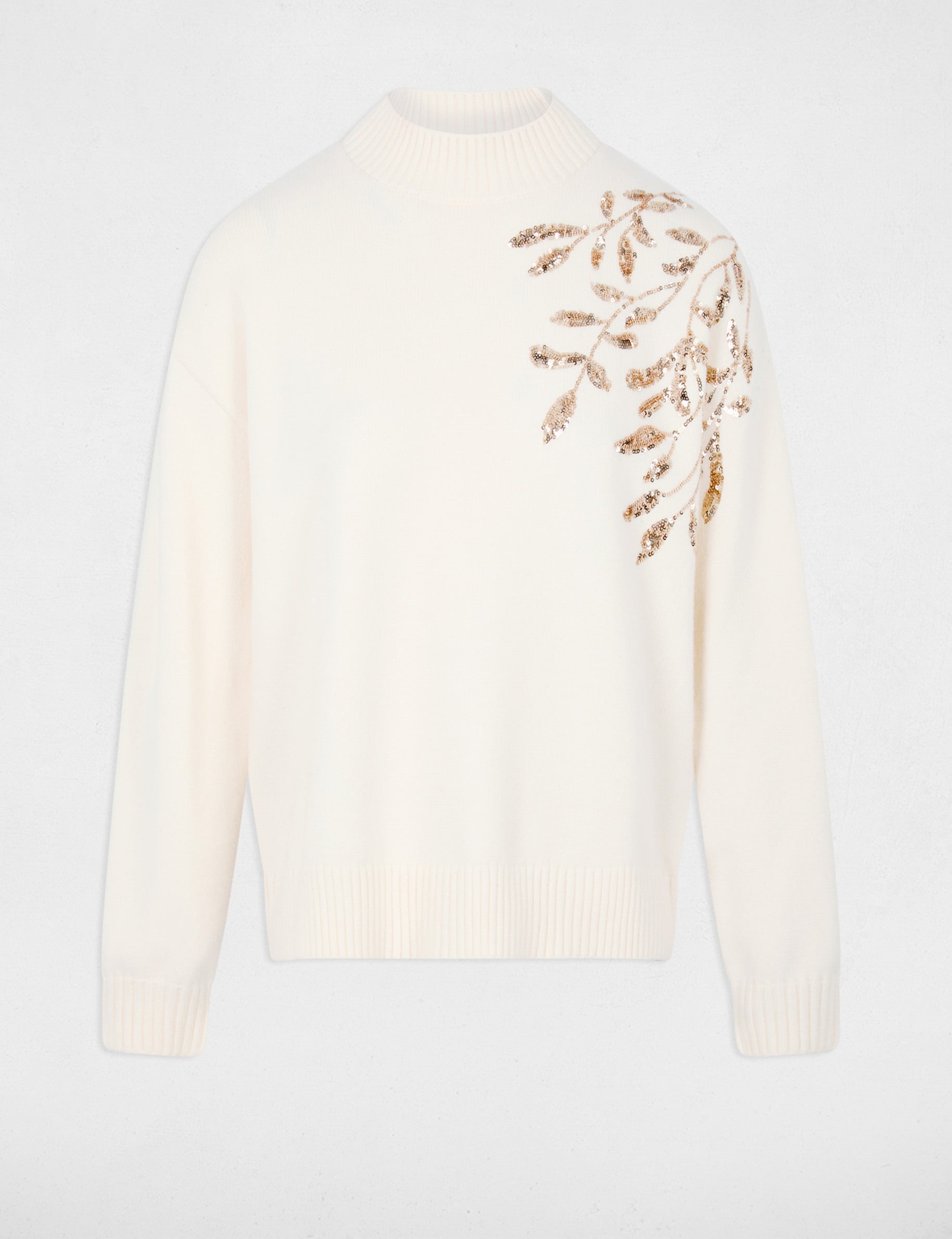 Pull col montant ivoire femme