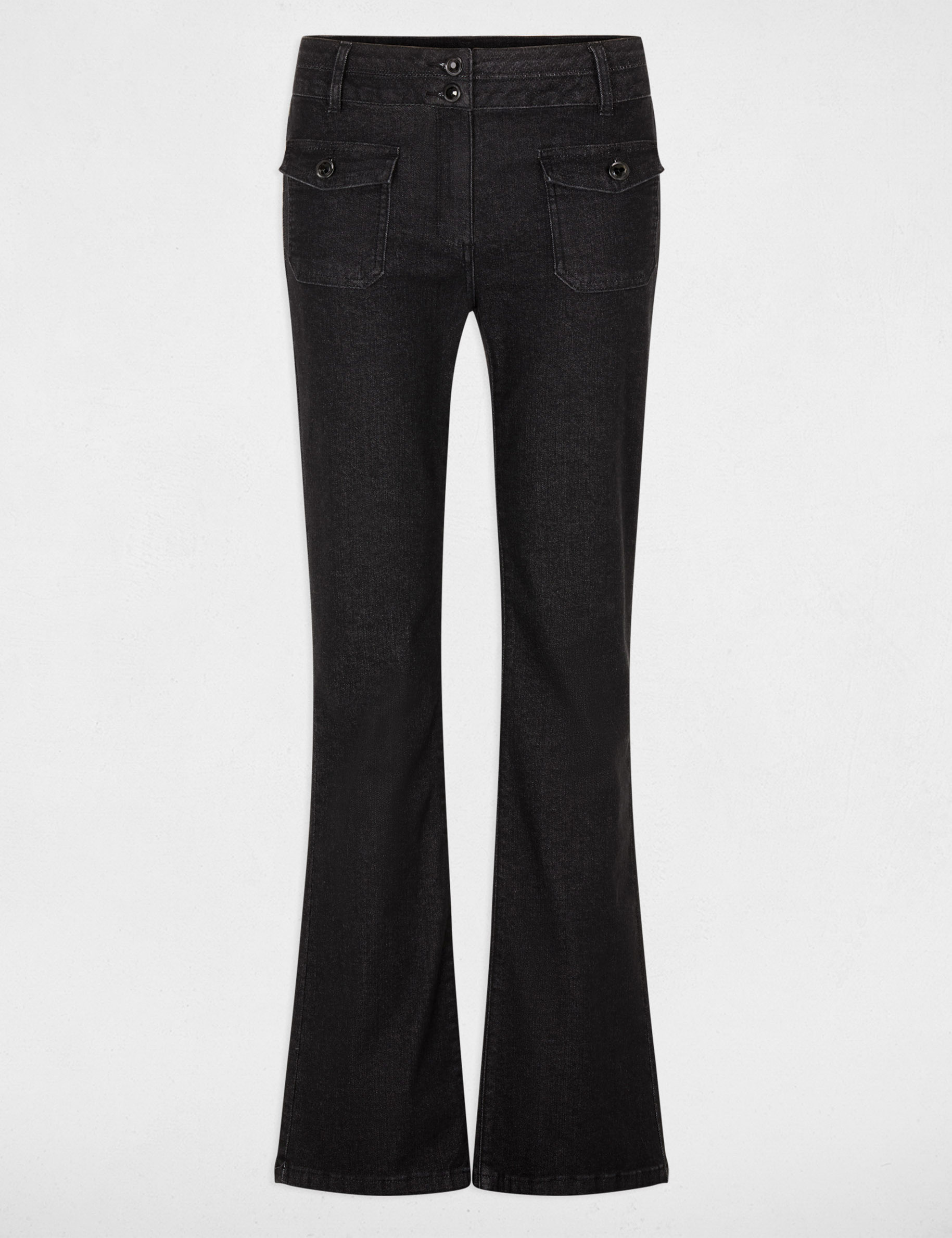 Jean bootcut boutons denim noir femme