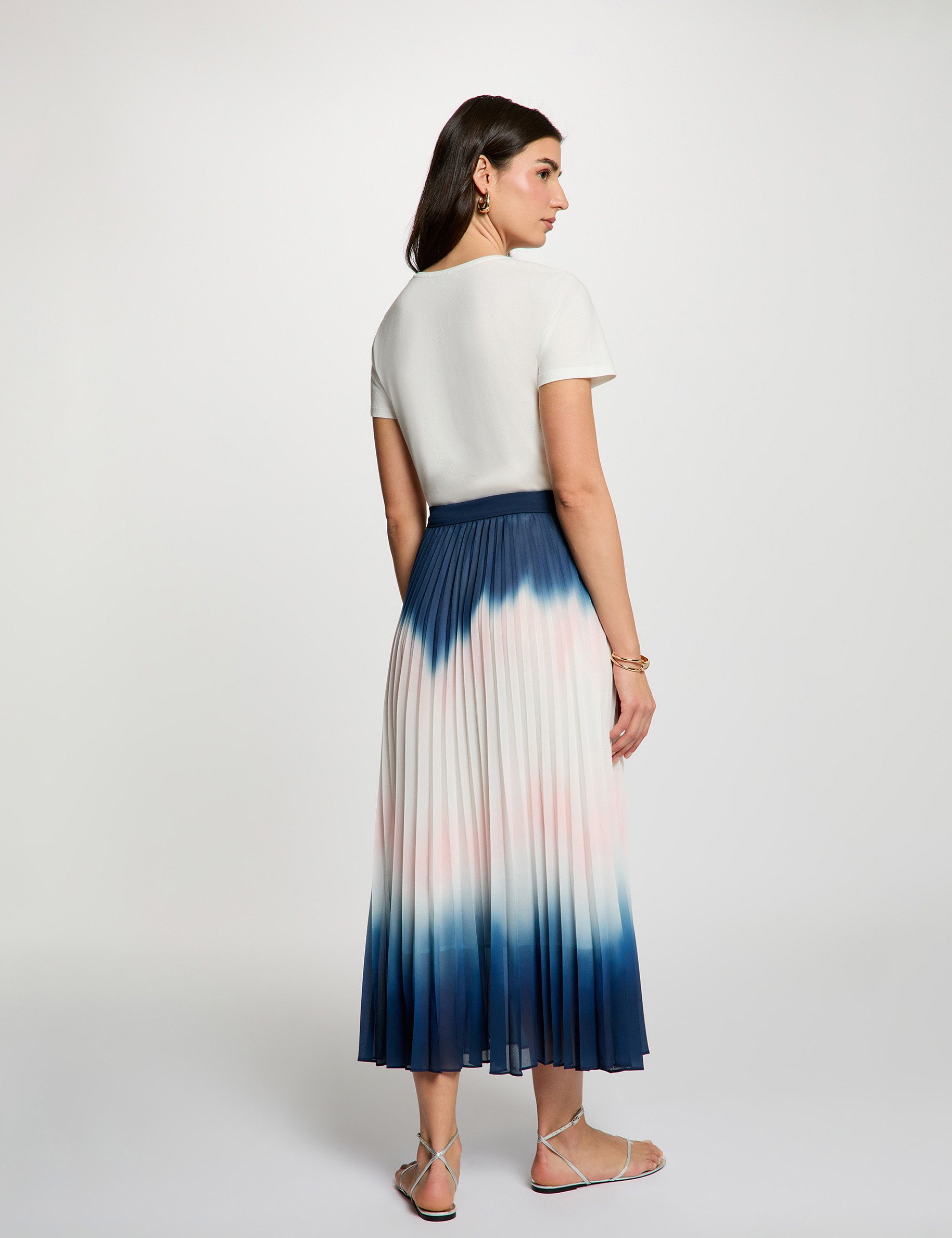 Jupe longue pliss&eacute;e multicolore femme