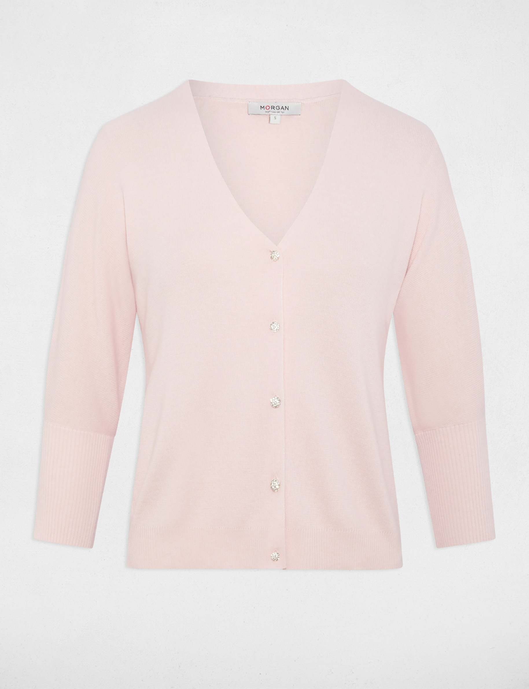 Strickjacke mit V-Ausschnitt hellrosa damen