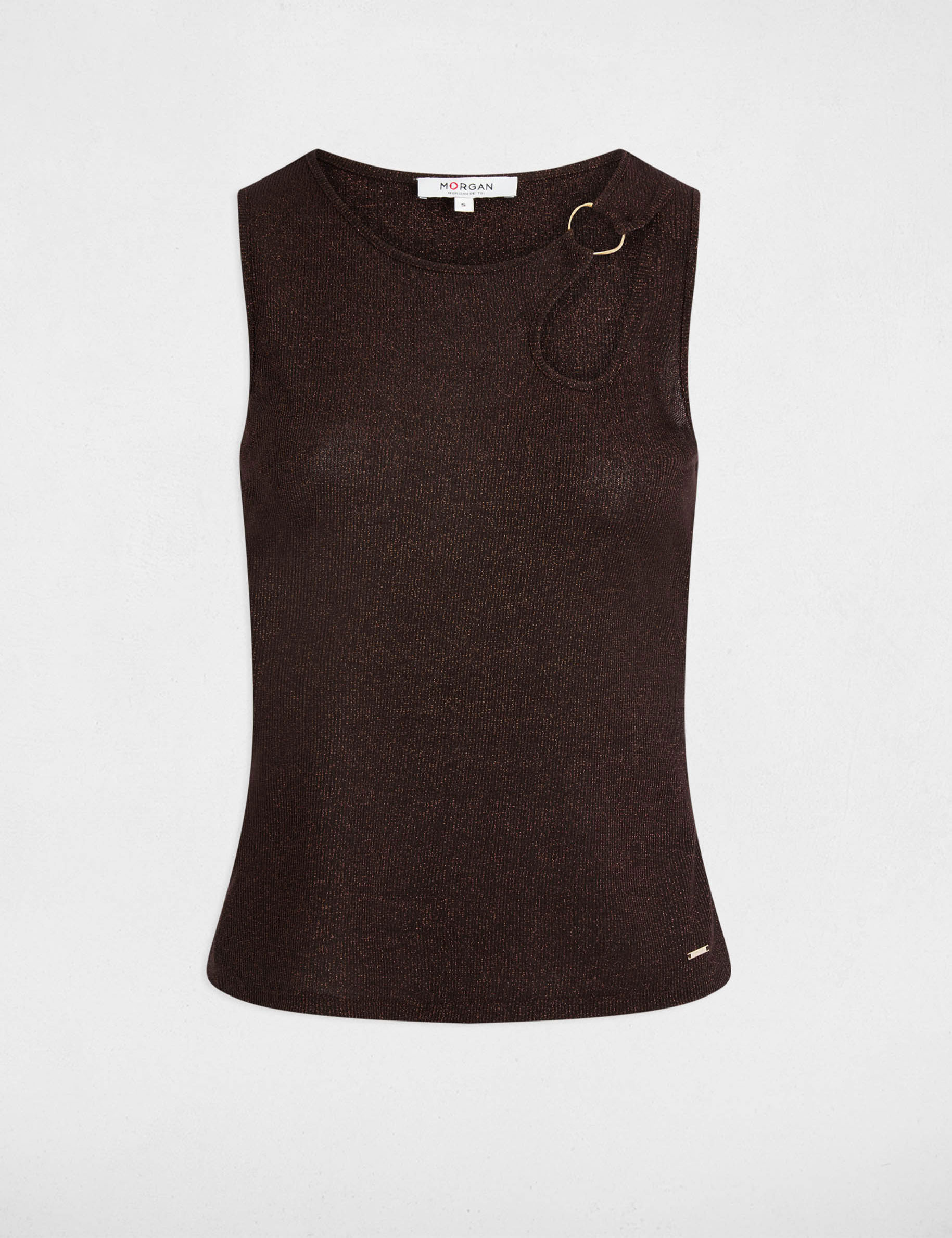 D&eacute;bardeur sans manches marron fonc&eacute; femme