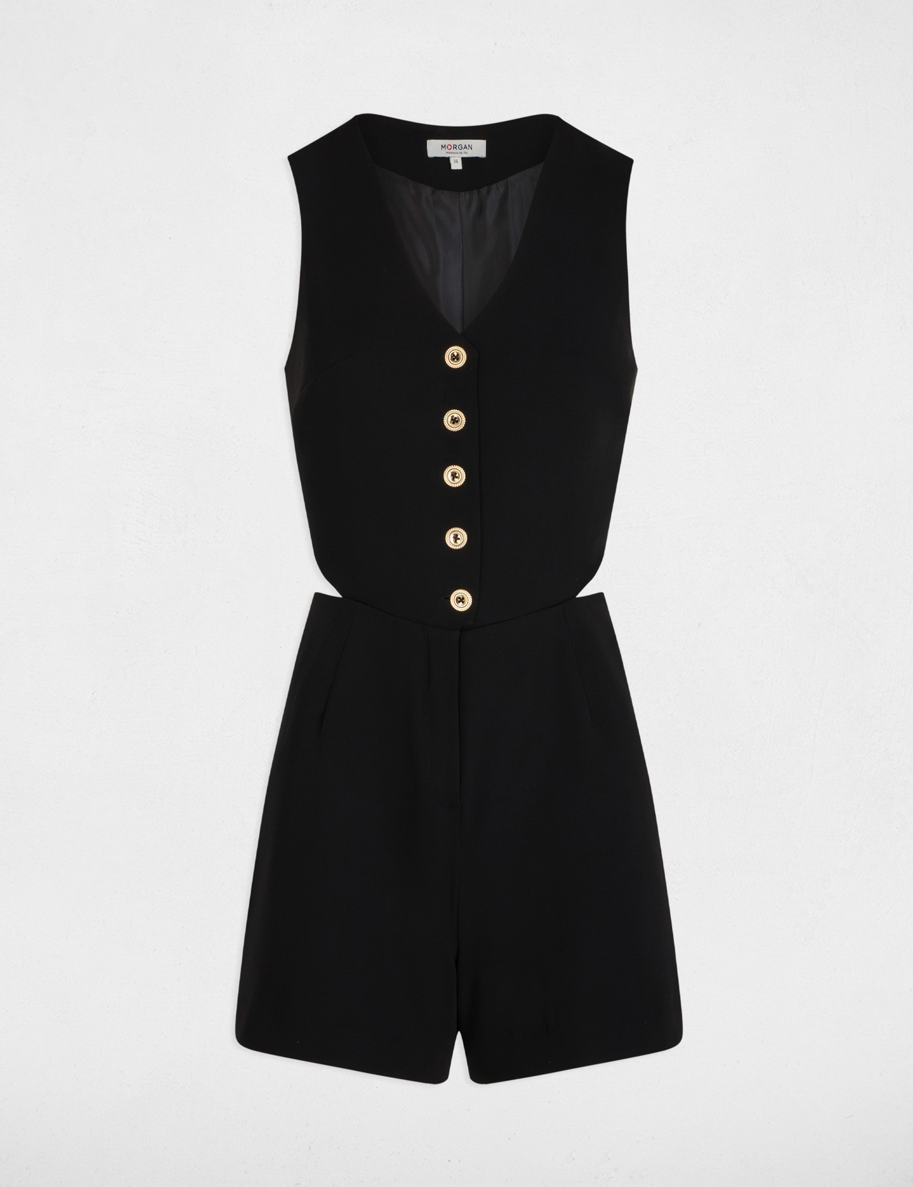 armelloser kurzer jumpsuit schwarz damen Ärmelloser kurzer Jumpsuit schwarz damen