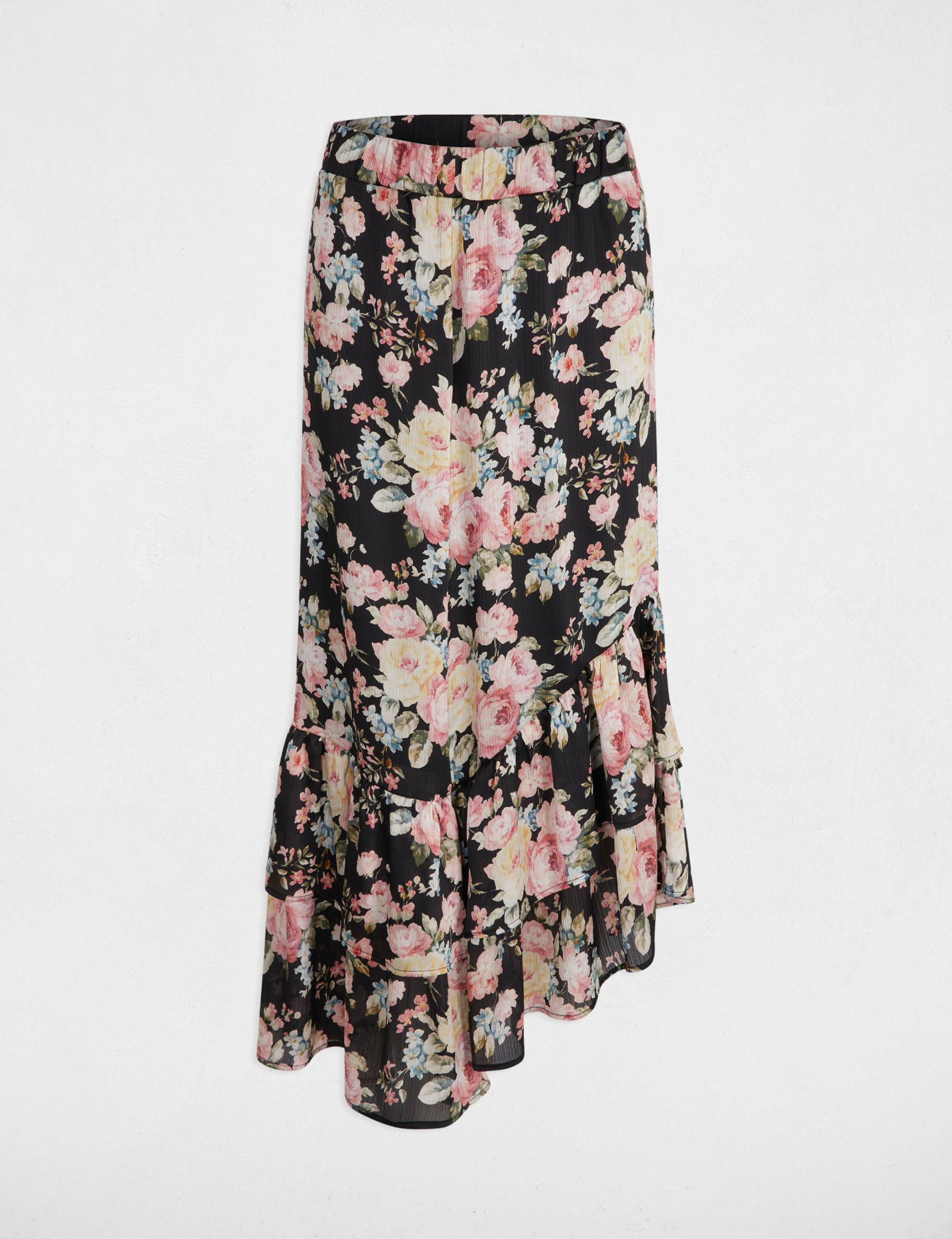 jupe midi volants imprimee multicolore femme Jupe midi volants imprimée multicolore femme